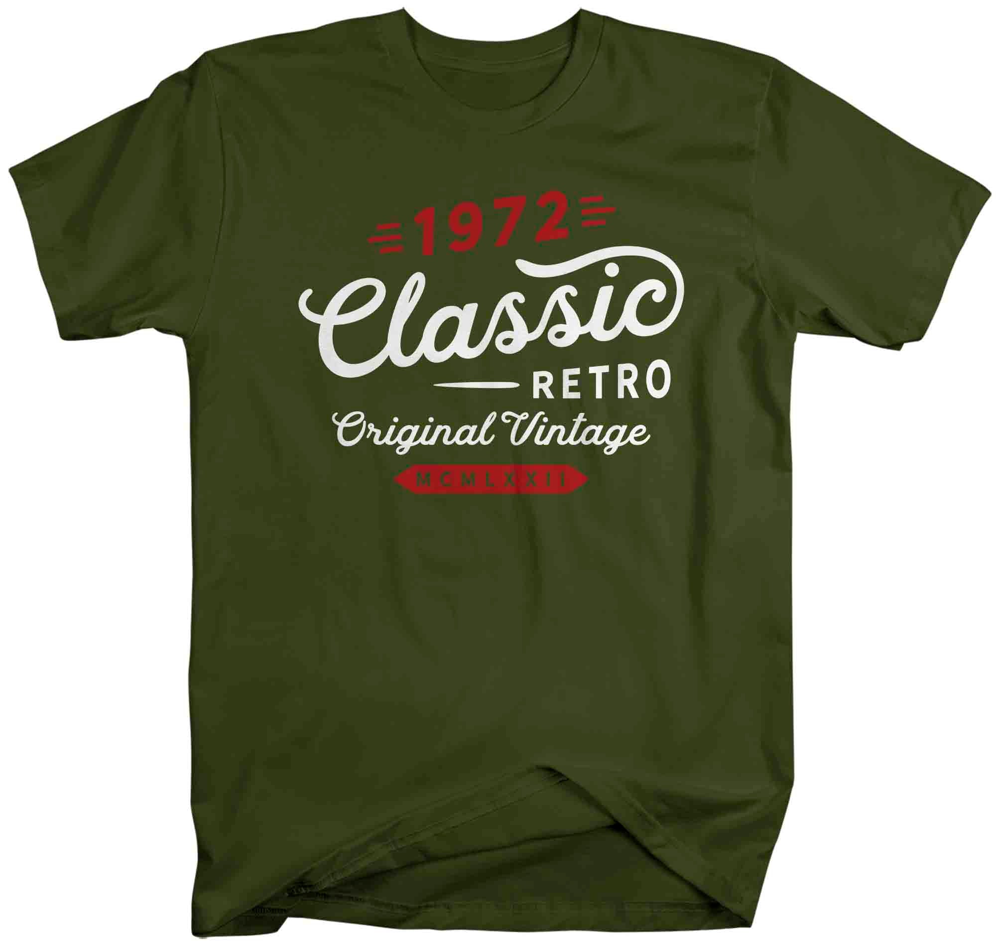 Men's Classic Retro Original Vintage T Shirt 1972 Birthday Shirt 50th Birthday Tee Retro Gift Id