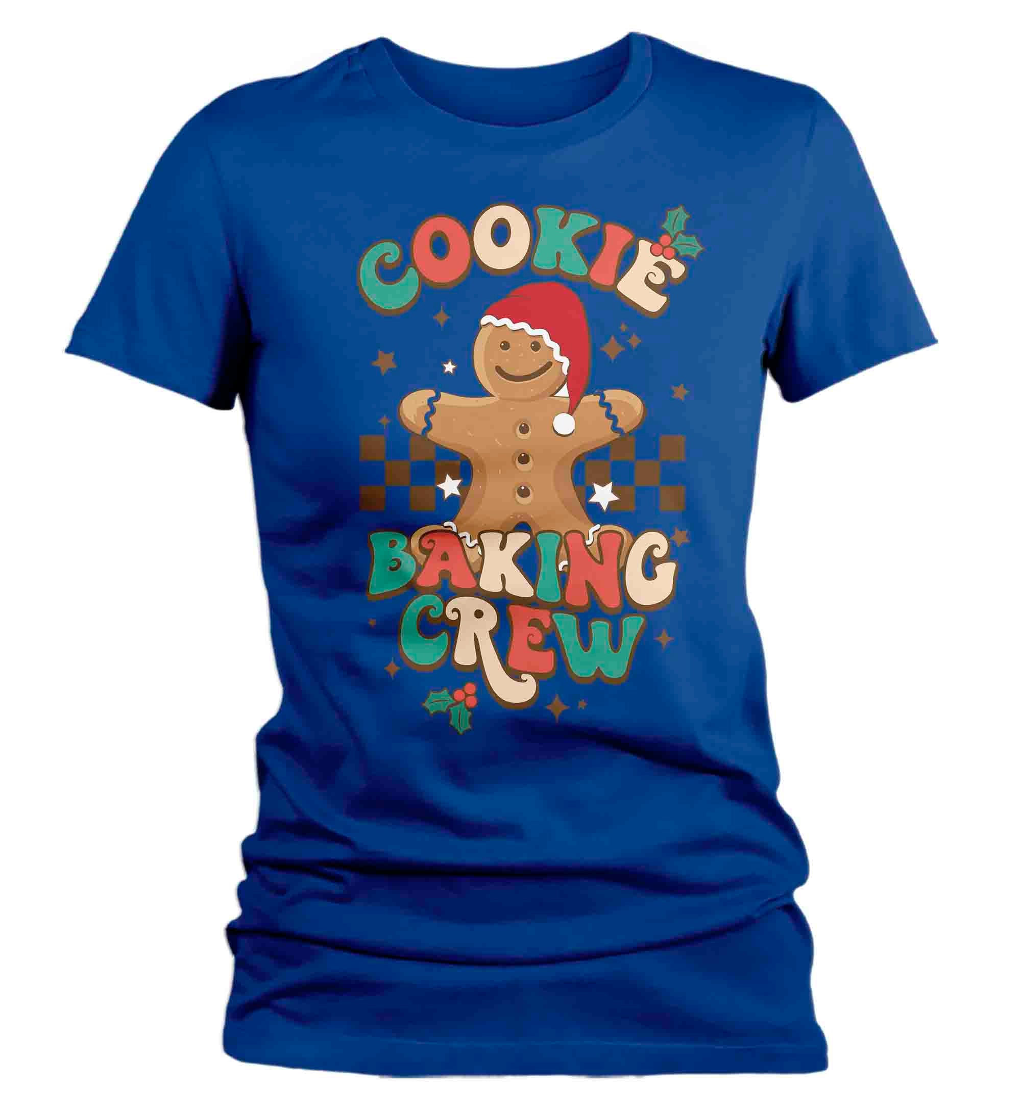 Women's Christmas T Shirt Cookie Baking Crew Matching Xmas Holiday Baking Team Gingerbread Shirt