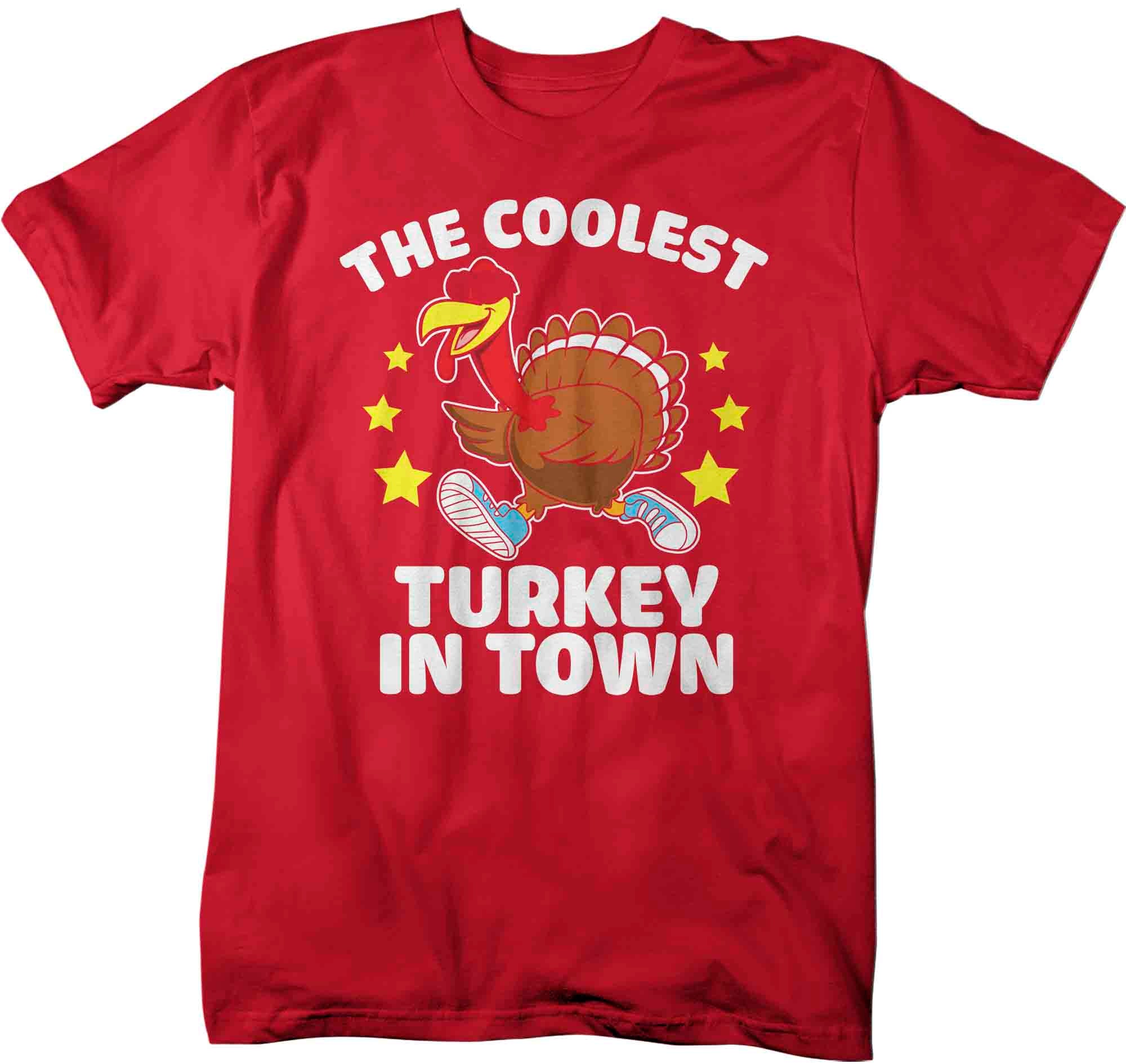 Men's Funny Thanksgiving Tee Coolest Turkey In Town Shirt Humor Tom Turkey Hilarious Holiday T S