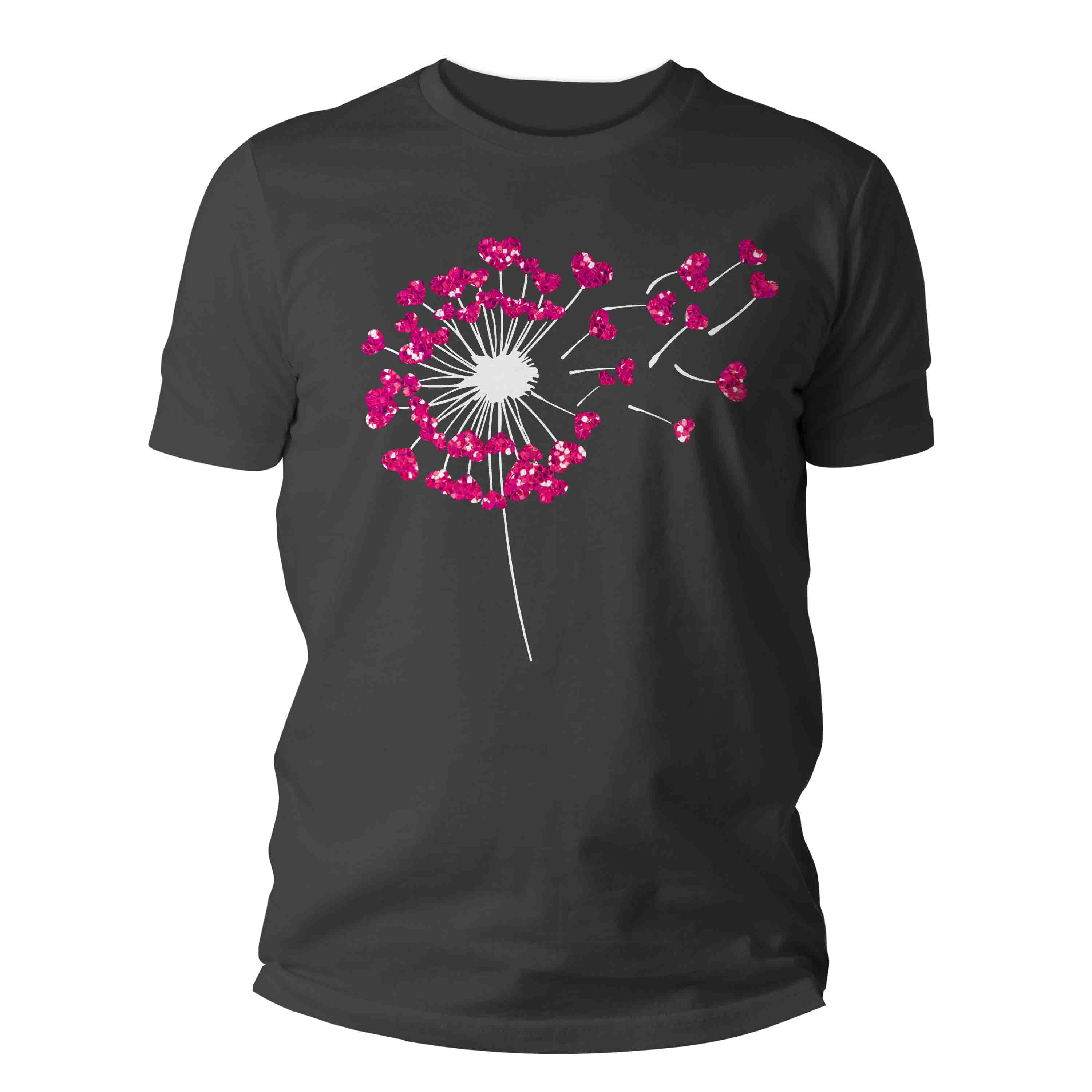 Men's Cute Valentine's Day Shirt Dandelion Shirt Heart T Shirt Flowers Valentine Shirt Prett