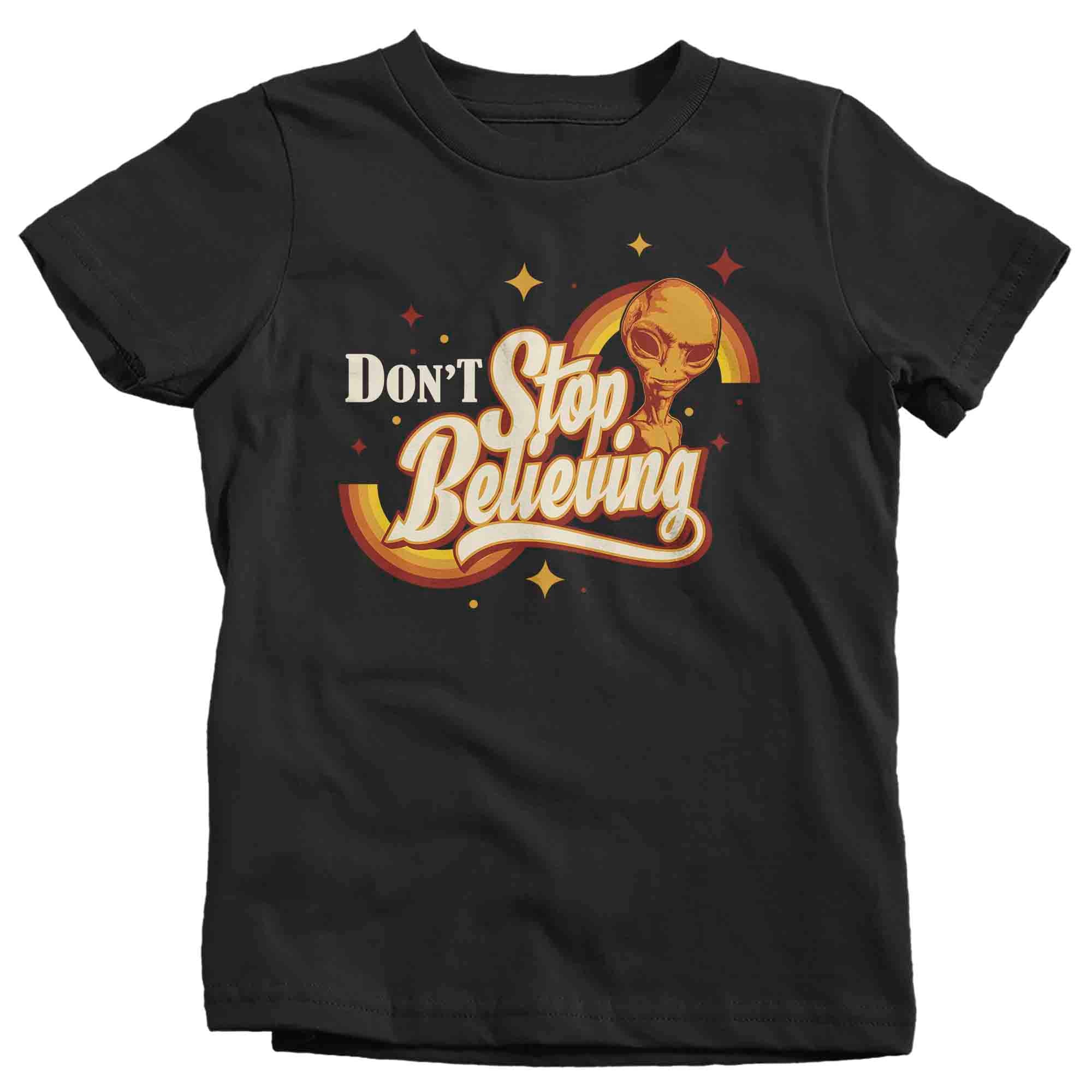 Kids Retro Alien Shirt Don't Stop Believing T Shirt UFO Extraterrestrial UAP Geek Hipster TShirt