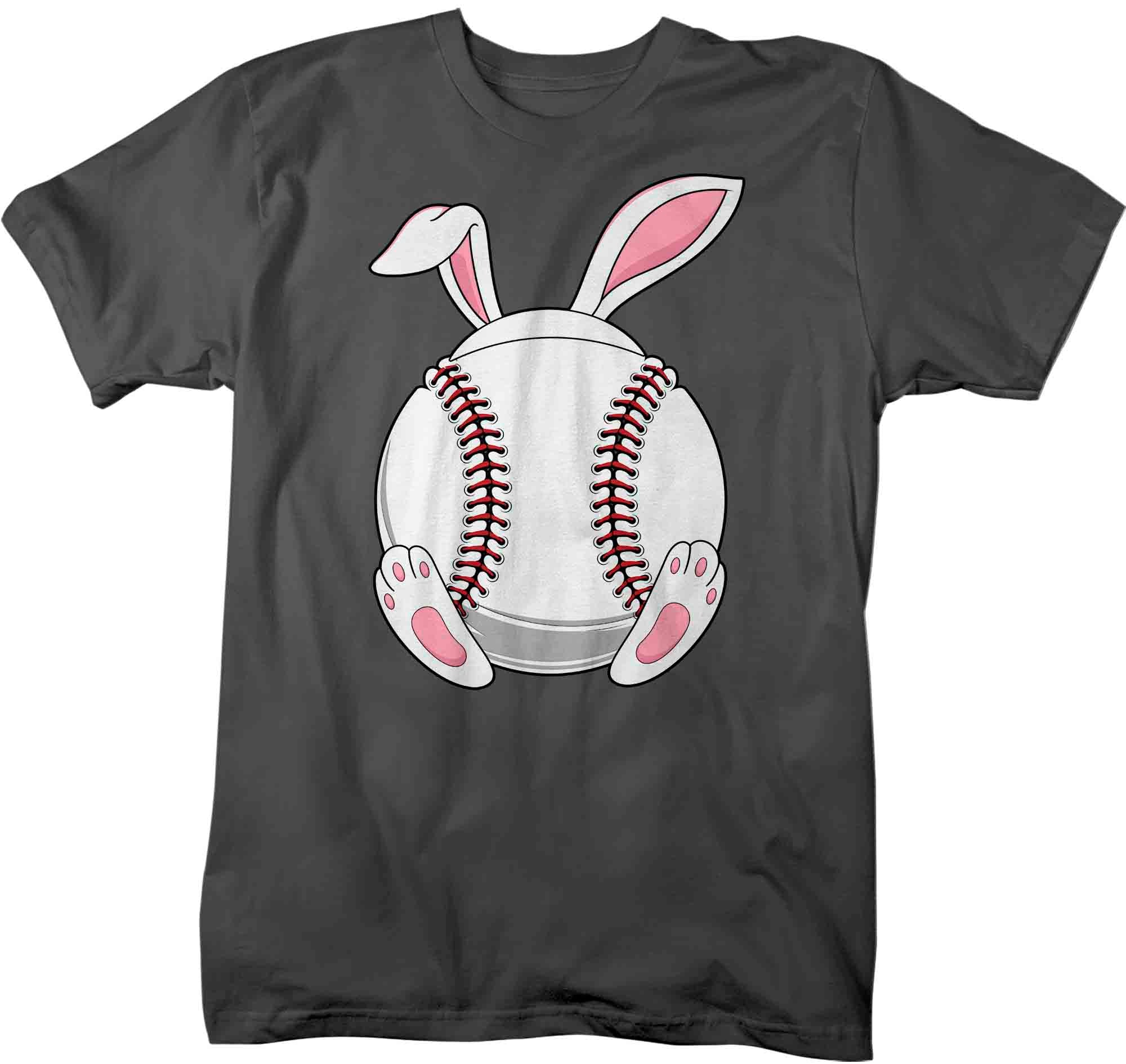 Men's Funny Easter T Shirt Baseball Bunny Shirt Rabbit Ears Feet Baseball Coach Gym Teacher TShi