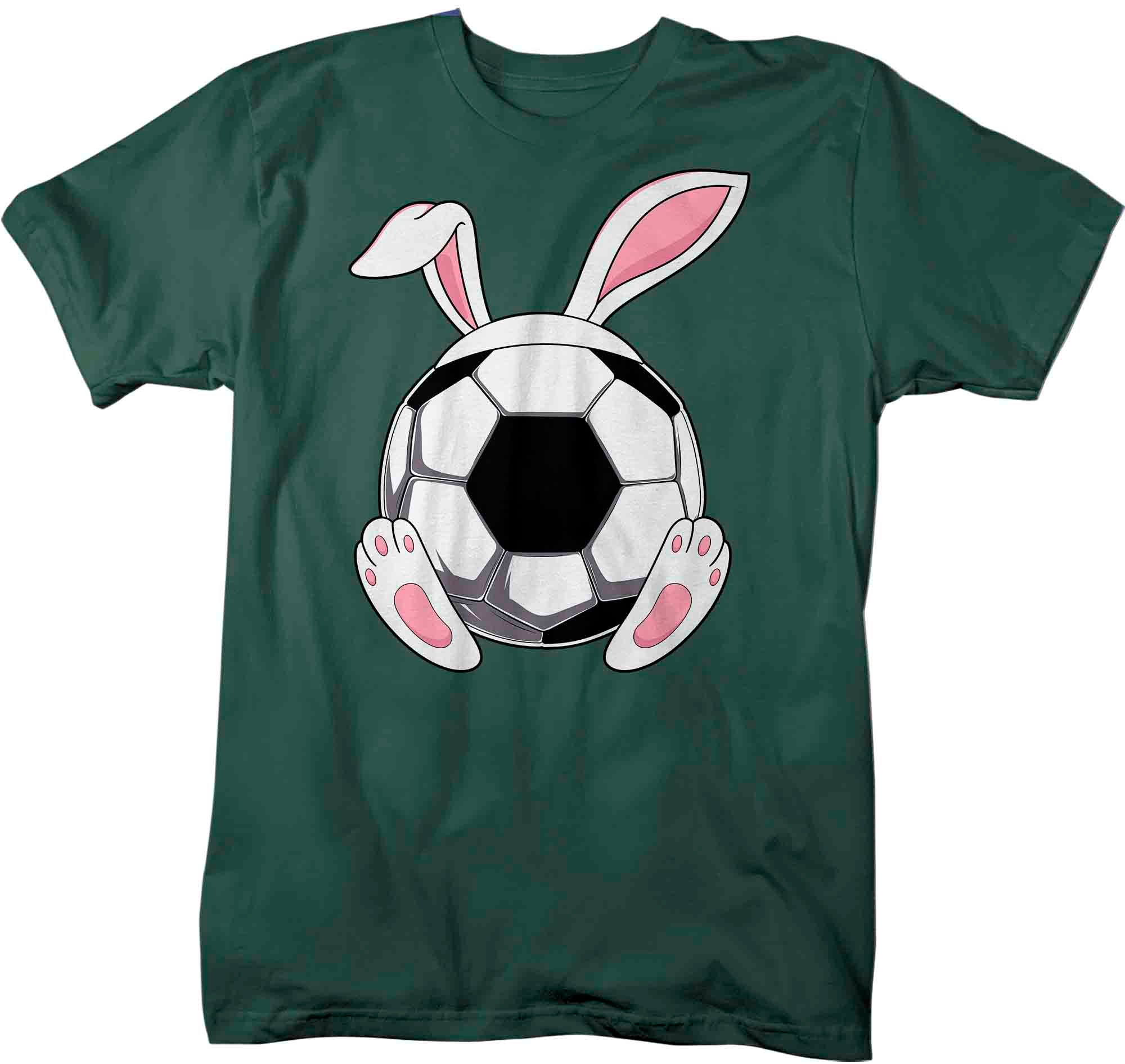 Men's Funny Easter T Shirt Soccer Ball Bunny Shirt Rabbit Ears Feet Soccer Coach Gym Teacher TSh