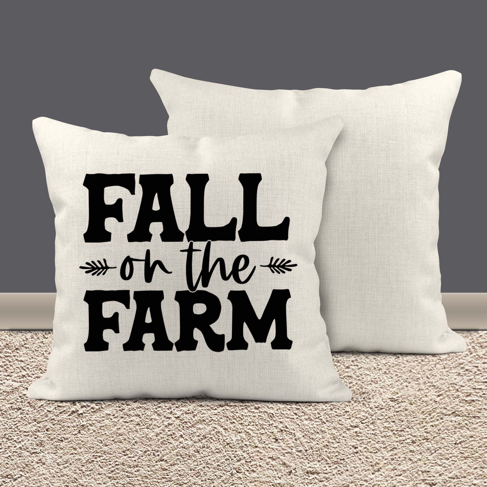 Fall On The Farm Pillow Cover Cute Fall Throw Pillow Case Farmhouse Decor Vintage Fall Tee Boho Cute