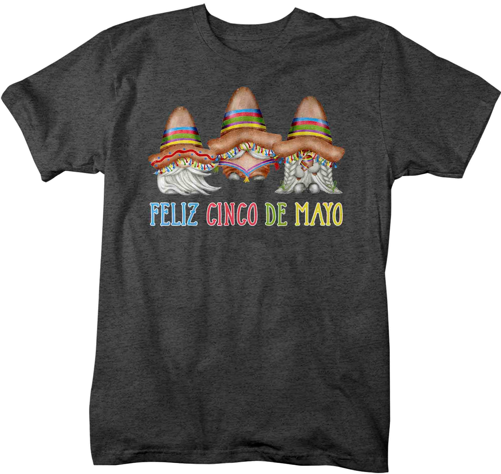 Men's Cinco De Mayo Shirt Feliz Cinco De Mayo T Shirt Gnomes Sombrero Graphic Tee Man Unisex Cut