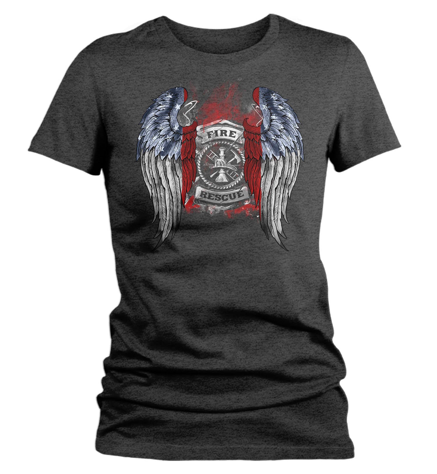 Women's Firefighter Shirt Cool Angel Wings T Shirt Blessed G