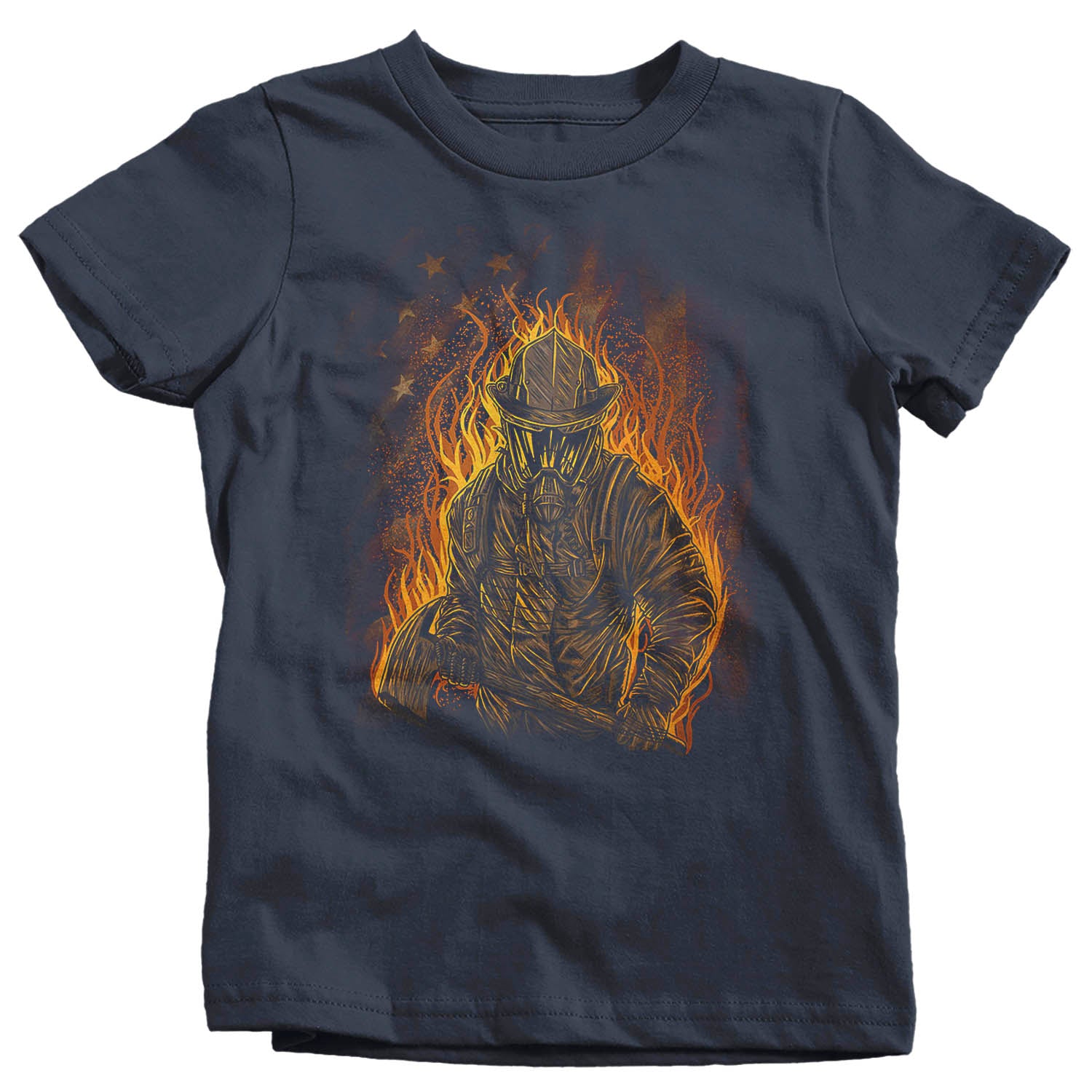 Kids Firefighter Shirt Cool Firefighter T Shirt Gift Idea Flames Graphic Tee Fireman Gift U.S. Flag 