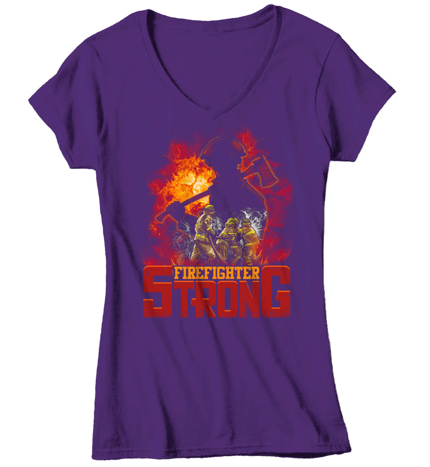 Women's V-Neck Firefighter Shirt Firefighter Strong T Shirt Fireman Gift Idea Firefighter Gift F