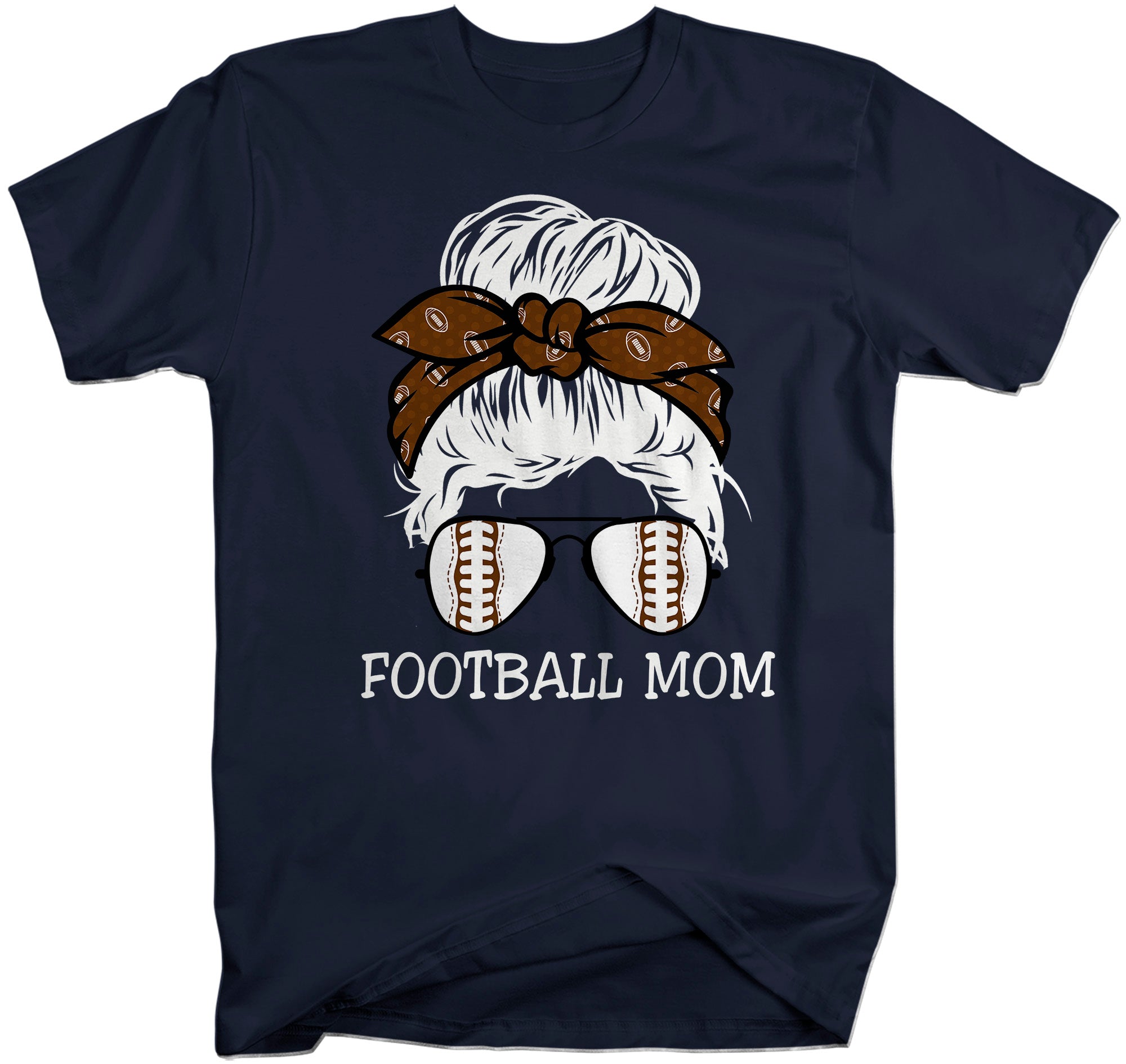 Men's Cute Football Mom Shirt Messy Bun T Shirt Football Mom Tee Hair Bandana Graphic Tee Baller