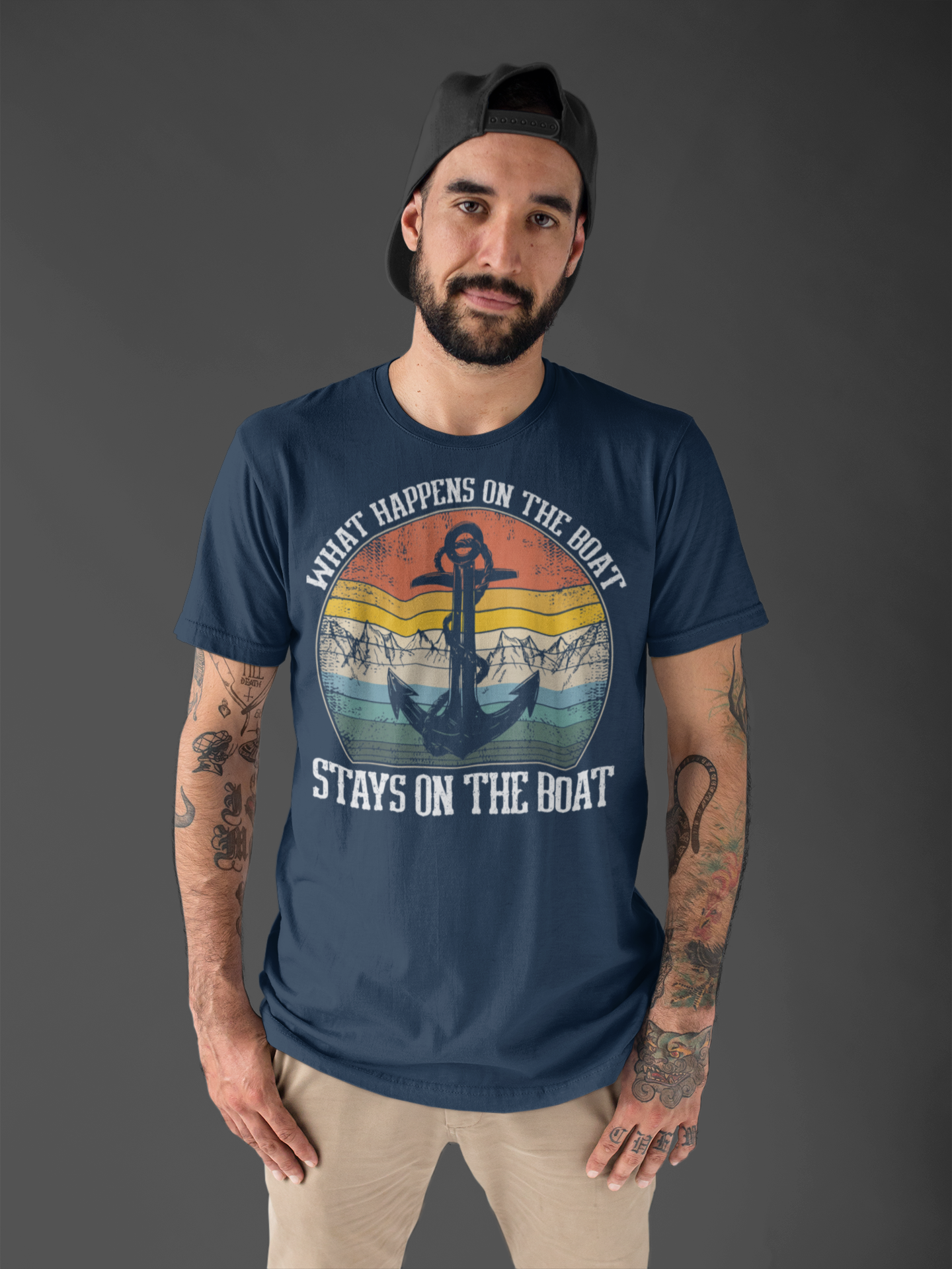 Men's Funny Boating Shirt What Happens On Boat Stays On Boat Boater T Shirt Captain Gift Pontoon