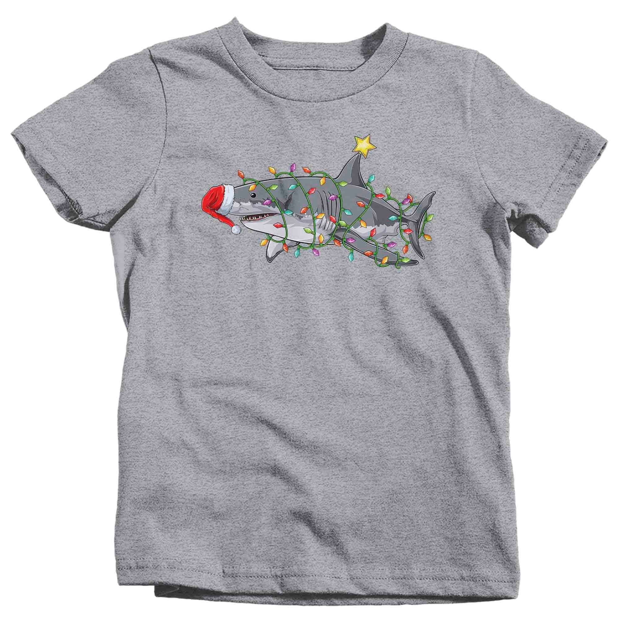 Kids Funny Christmas TShirt Shark Shirts Great White T Shirt Holiday Tee Ocean Christmas Lights Sant