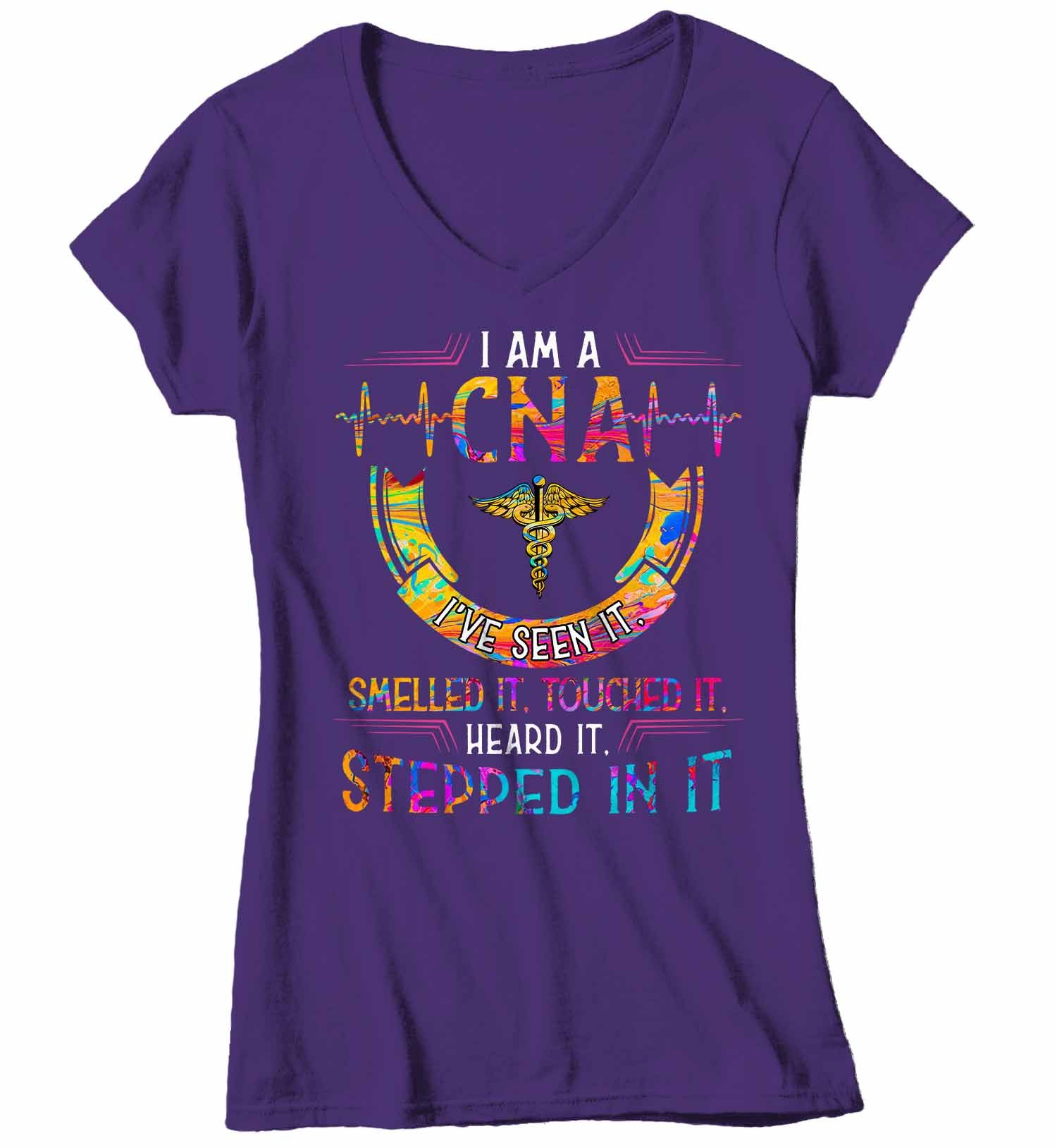 Women's V-Neck Funny CNA T Shirt CNA Shirt Seen It Smelled It Stepped In It Tee Funny CNA Shirts