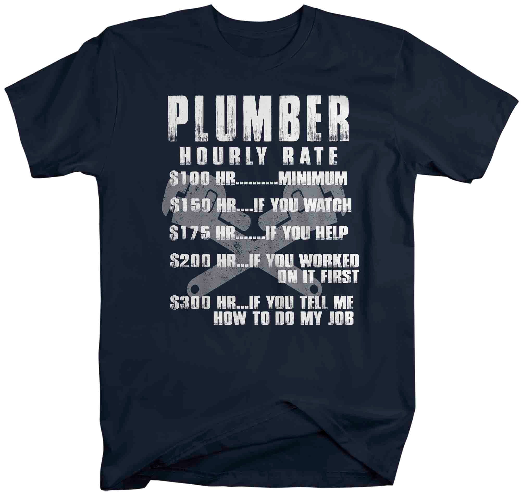 Men's Funny Plumber Shirt Hourly Rate T shirt Plumber Gift Idea Plumbing Humor Joke Tee TShirt M