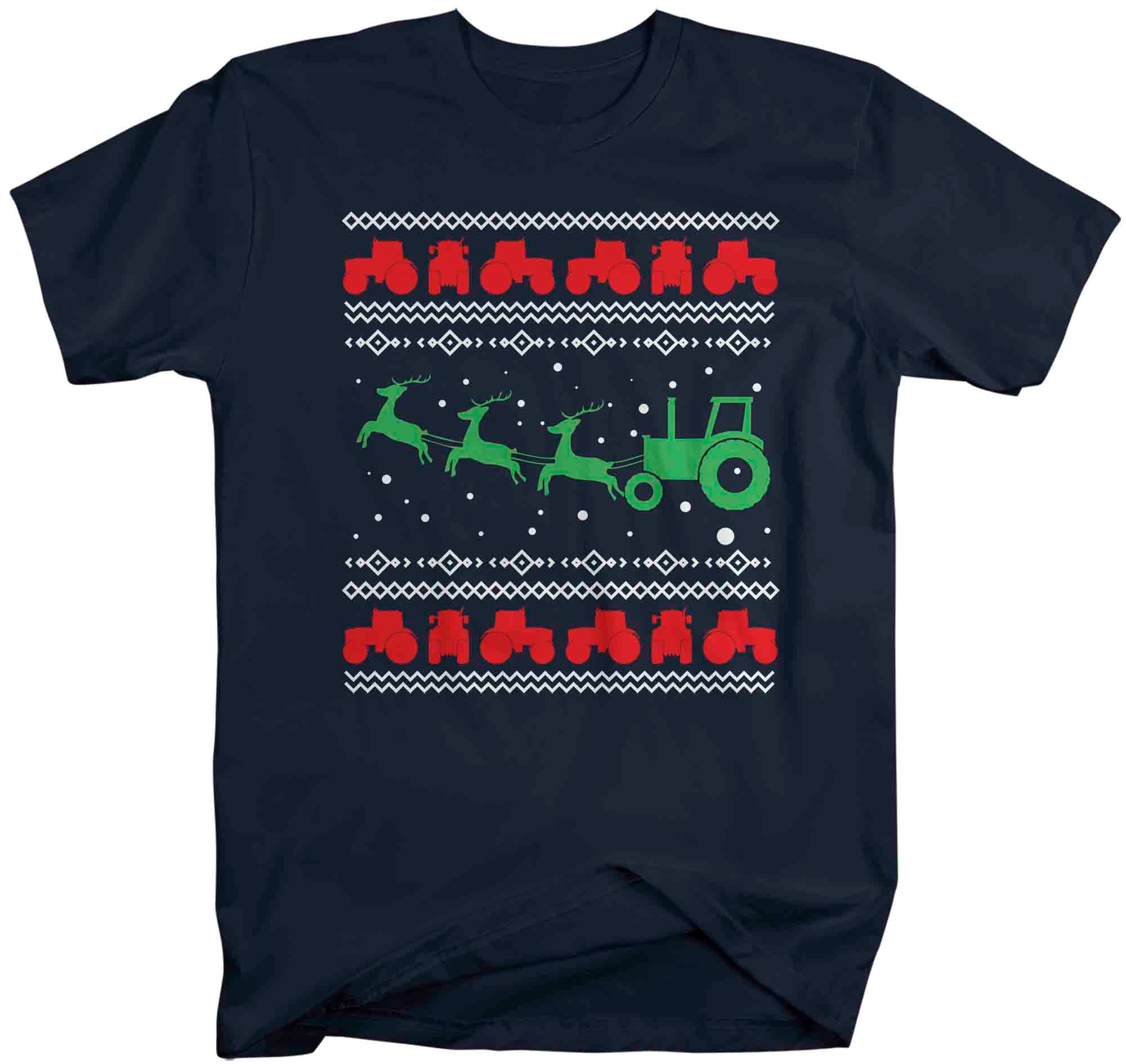 Men's Funny Christmas Tee Ugly Tractor Shirt Farming Christm