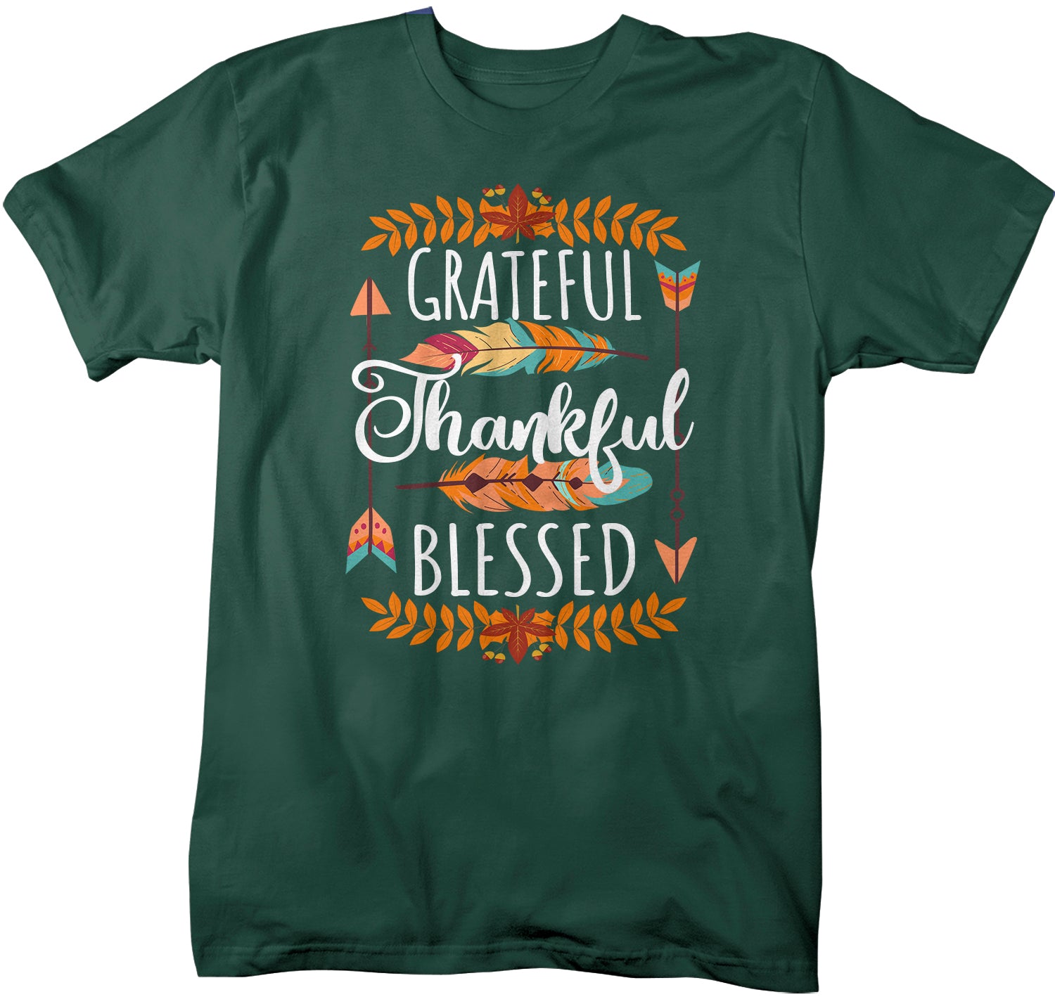 Men's Thankful T Shirt Thanksgiving Shirt Boho Shirt Feather