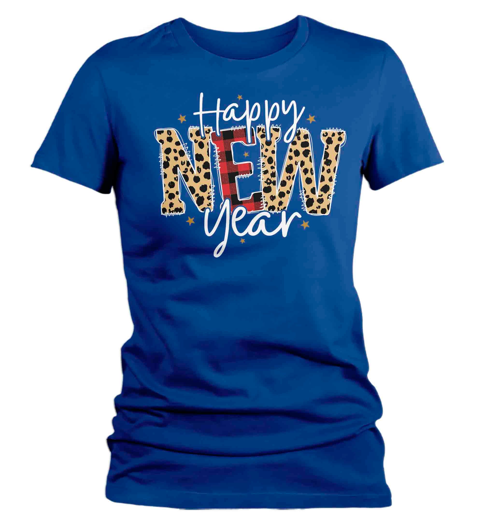 Women's New Year's Tee Happy New Year Shirt T Shirt Leopard Shirts Party New Year Eve Celebr