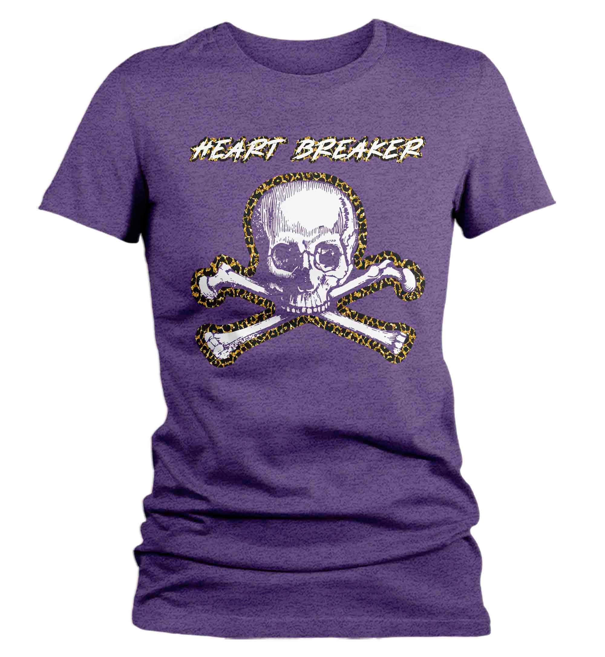 Women's Valentine's Day T Shirt Grunge Shirt Heartbreaker Tee Skull Crossbones TShirt Ladies