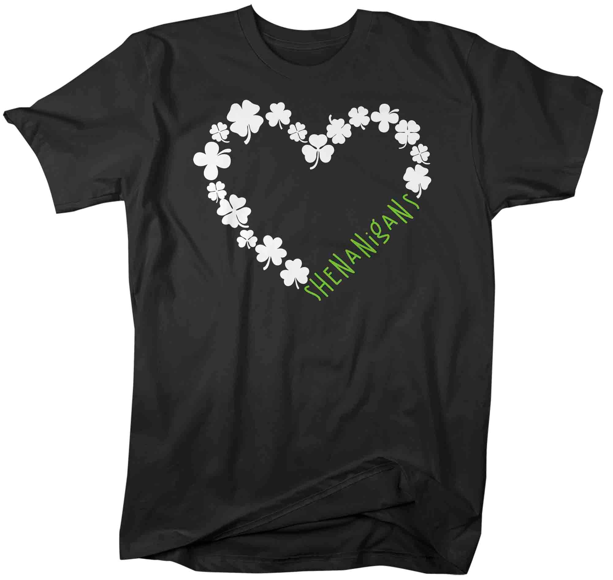 Men's Shenanigans Shirt Heart Love St. Patrick's Day T Shirt Clover Heart Gift Patricks Sain