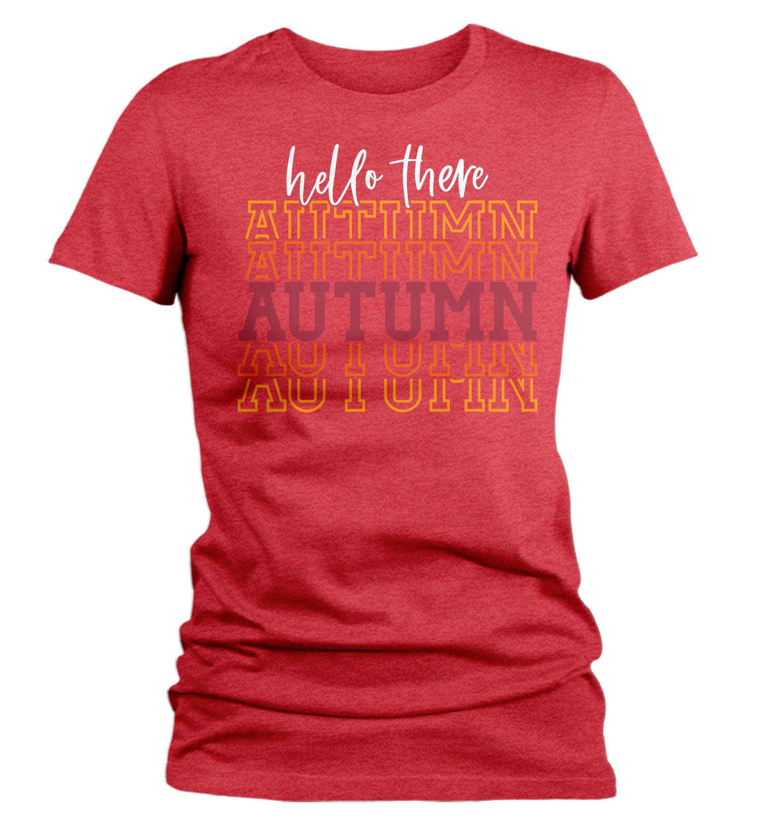 Women's Hello Autumn T Shirt Thanksgiving Shirt Stacked Font