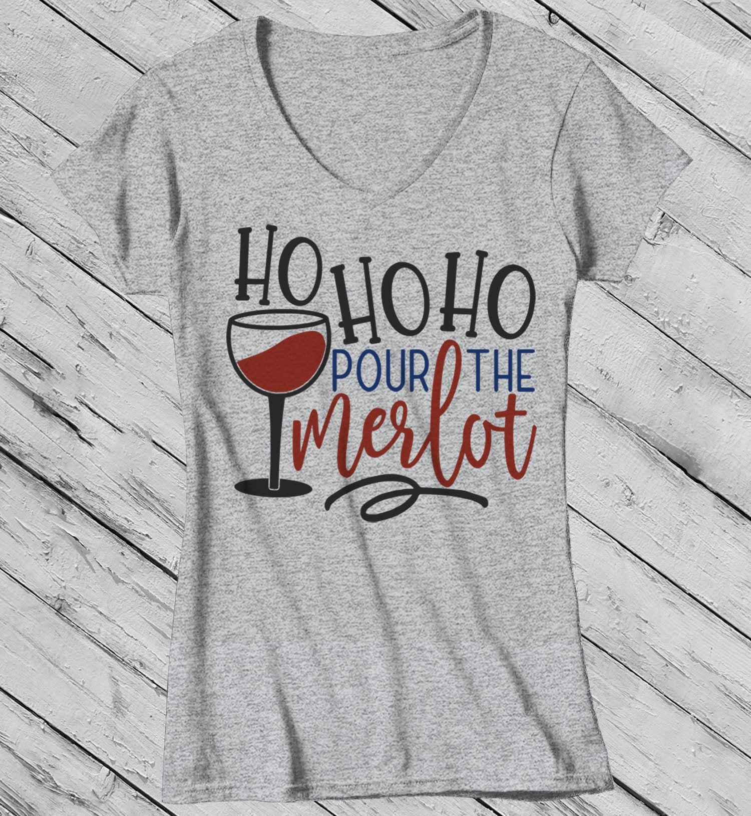 Women's Funny Christmas T Shirt Wine Shirts Ho Ho Ho Pour Me