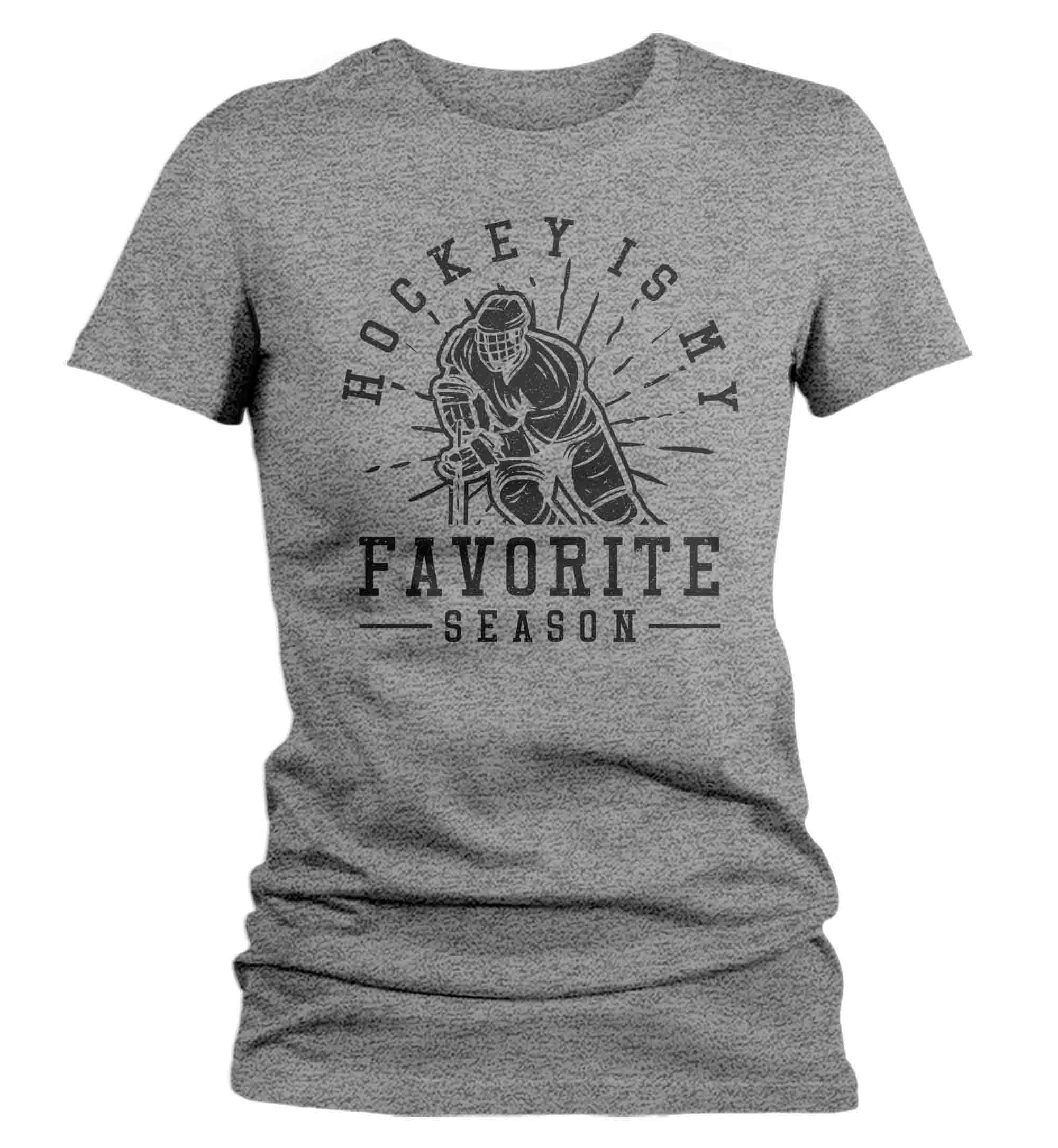 Women's Hockey Shirt Ice Skate T-Shirt Favorite Season Is Hockey Player Gift Novelty Funny Tshir