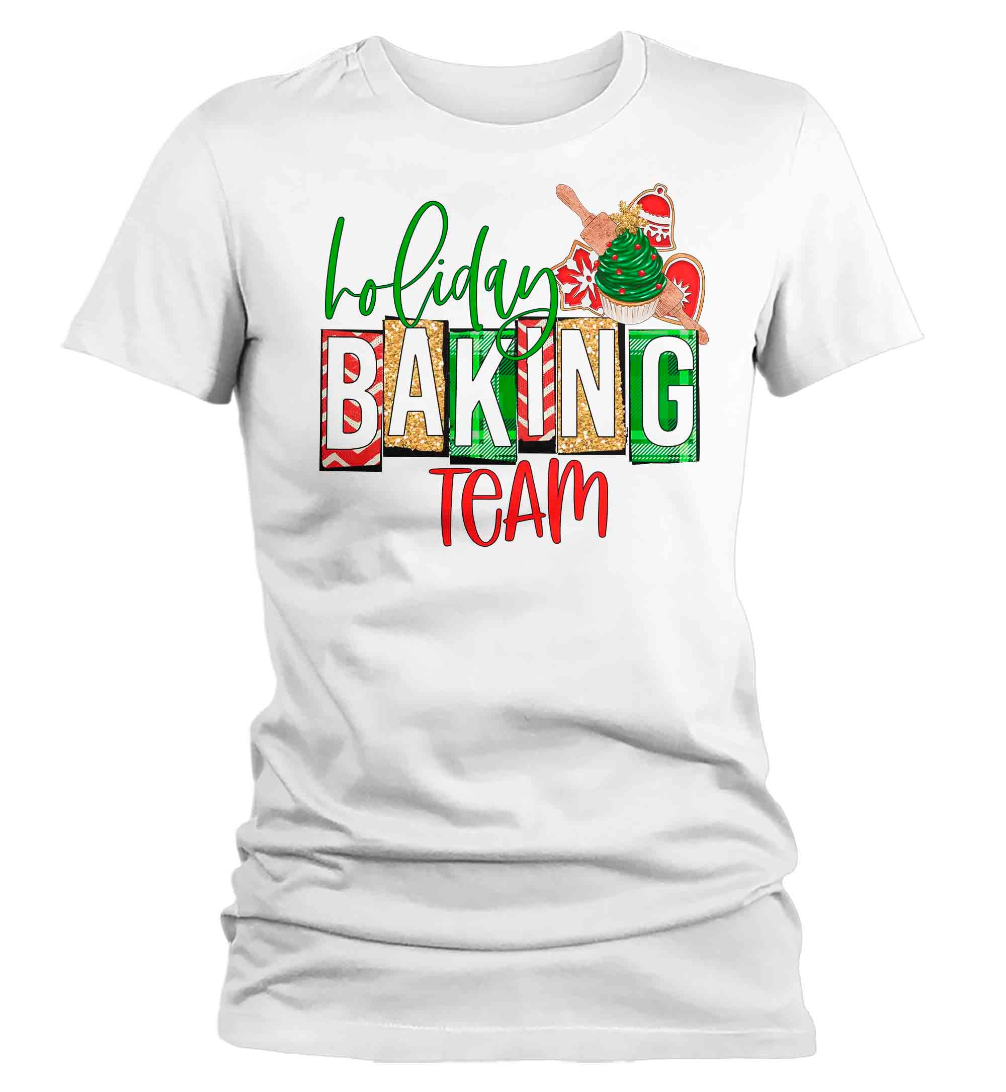 Women's Christmas T Shirt Holiday Baking Team Matching Xmas TShirts Cookies Thanksgiving Bakes T