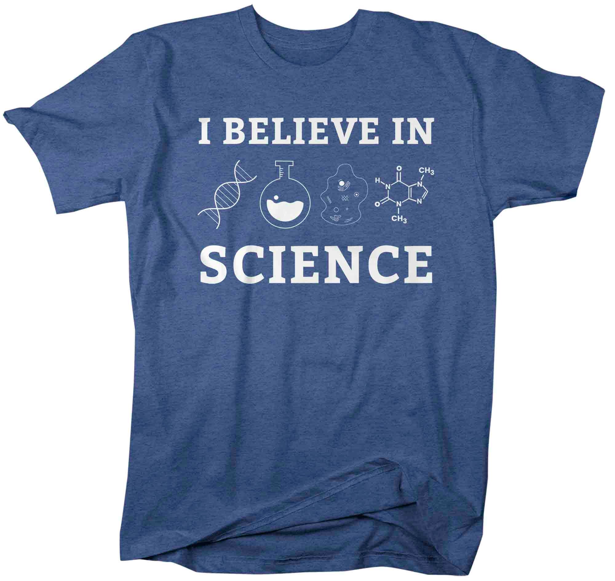 Men's Science Shirt I Believe In Science T Shirt Teacher TShirt Truth Chemistry Biology Physics 