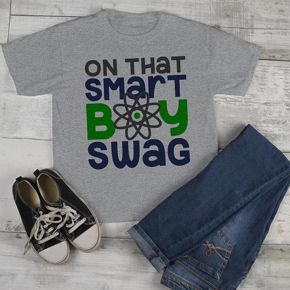 Boy's Funny T shirt Back To School Tee Smart Boy Swag Scienc