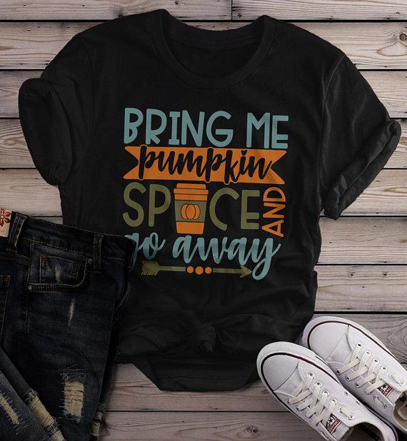 Women's Funny Fall T Shirt Pumpkin Spice Shirts Thanksgiving Tee Graphic Season Tshirt