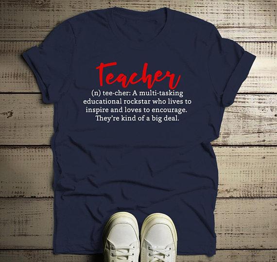 Men's Cute Teacher T Shirt Definition Teaching Rockstar Tee 