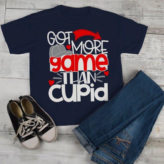 Kids Funny Valentine's Day T Shirt More Game Than Cupid T-Sh