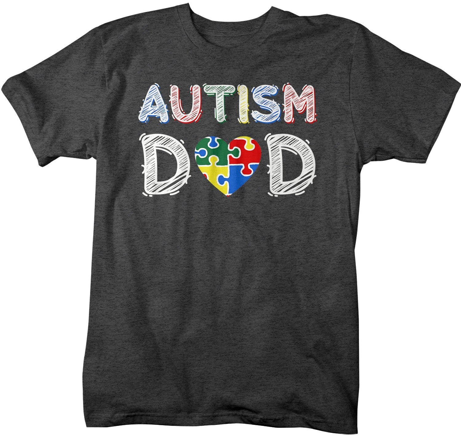 Men's Autism Dad Shirt Puzzle Heart Autism Shirts Awareness 