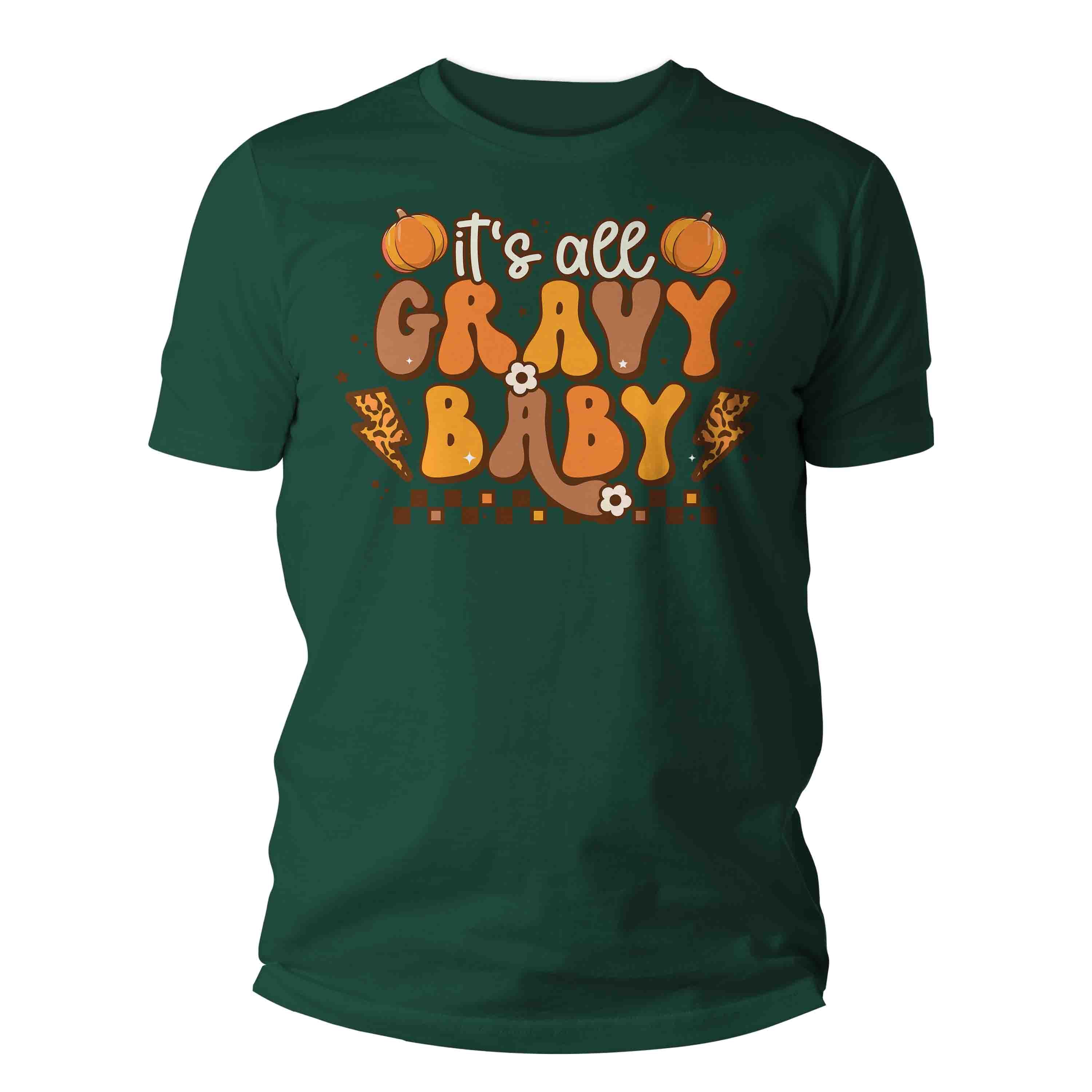 Men's Funny Thanksgiving T-Shirt Retro Shirt It's All Gravy Baby Tee Vintage Turkey Day Fest