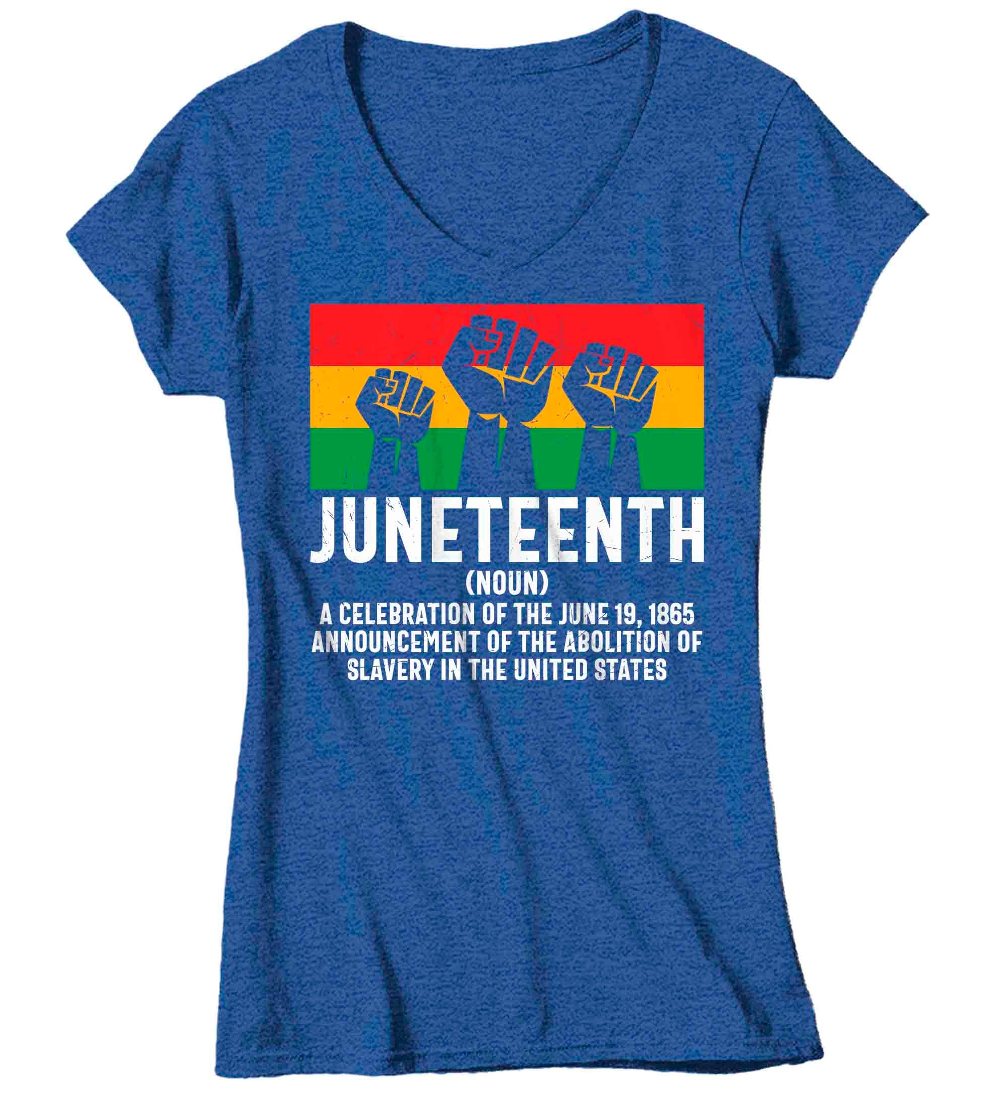 Women's V-Neck Juneteenth Shirt Definition T Shirt Black History Tee African Chains American Sla