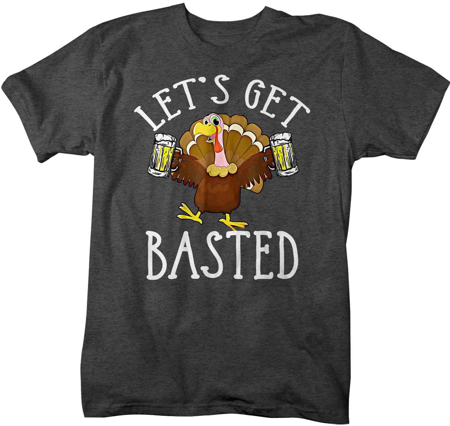 Men's Funny Thanksgiving T Shirt Let's Get Basted Turkey Shirts Graphic Tee Vintage Design B