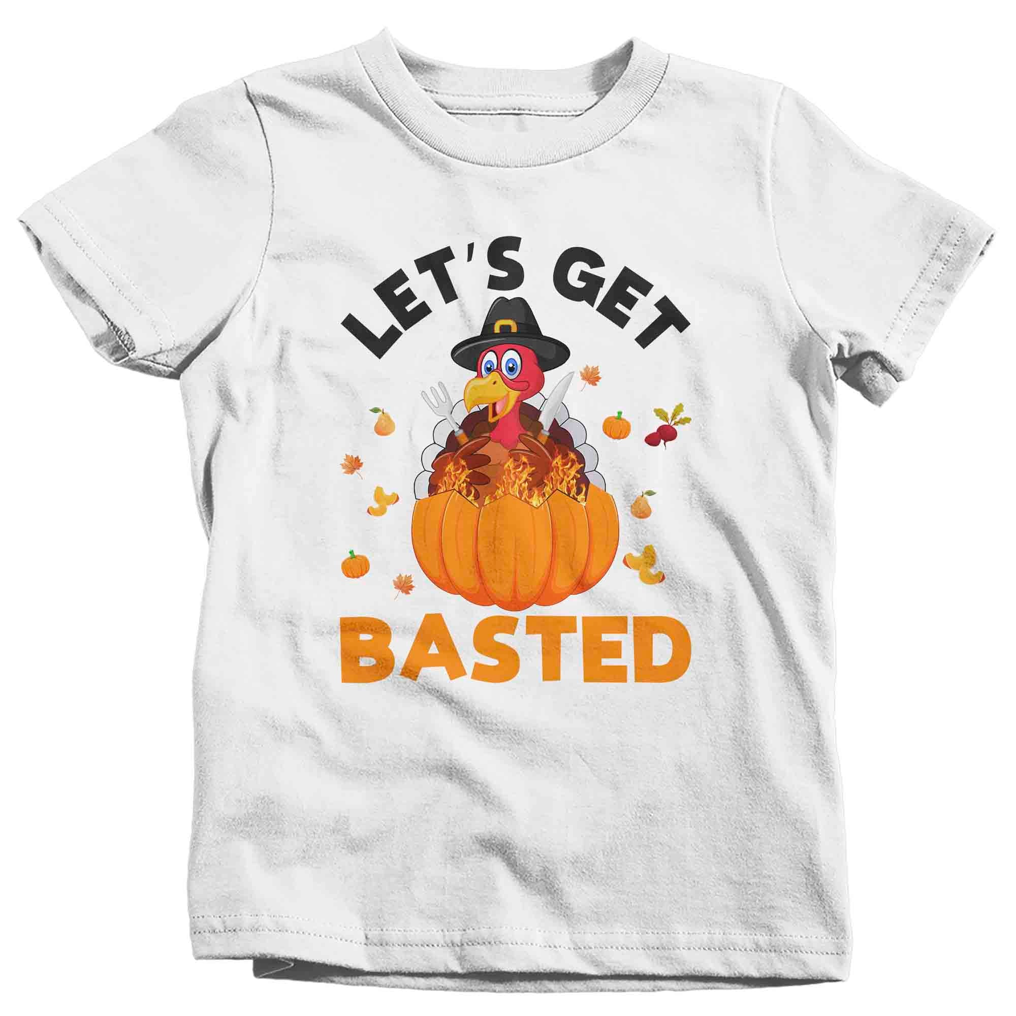 Kids Funny Thanksgiving Tee Let's Get Basted Shirt Turkey Shirts Hilarious Turkey Day Shirt Humo