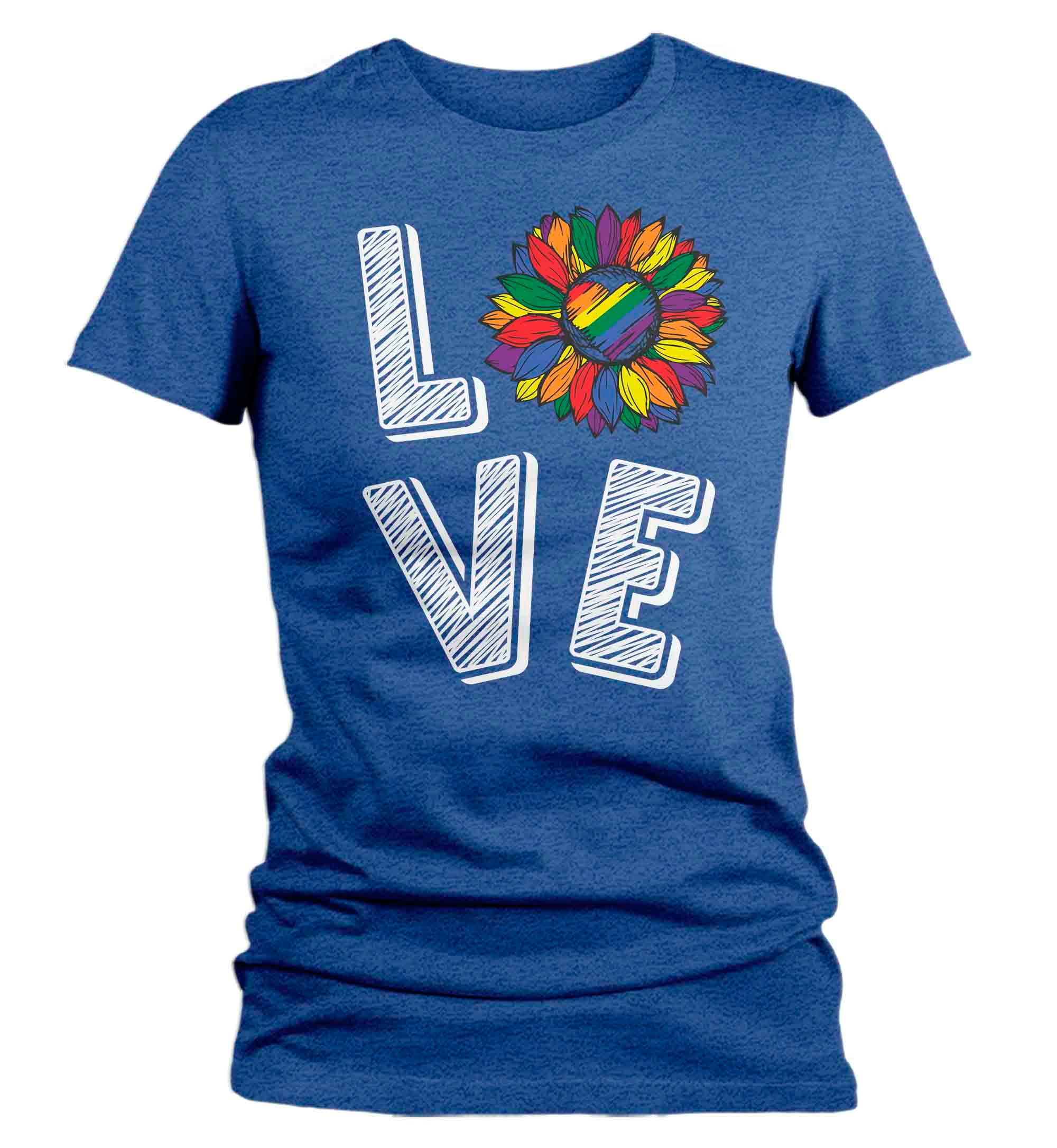 Women's Love LGBT T Shirt LGBTQ Support Shirt Sunflower Rainbow Shirts Inspirational LGBT Shirts