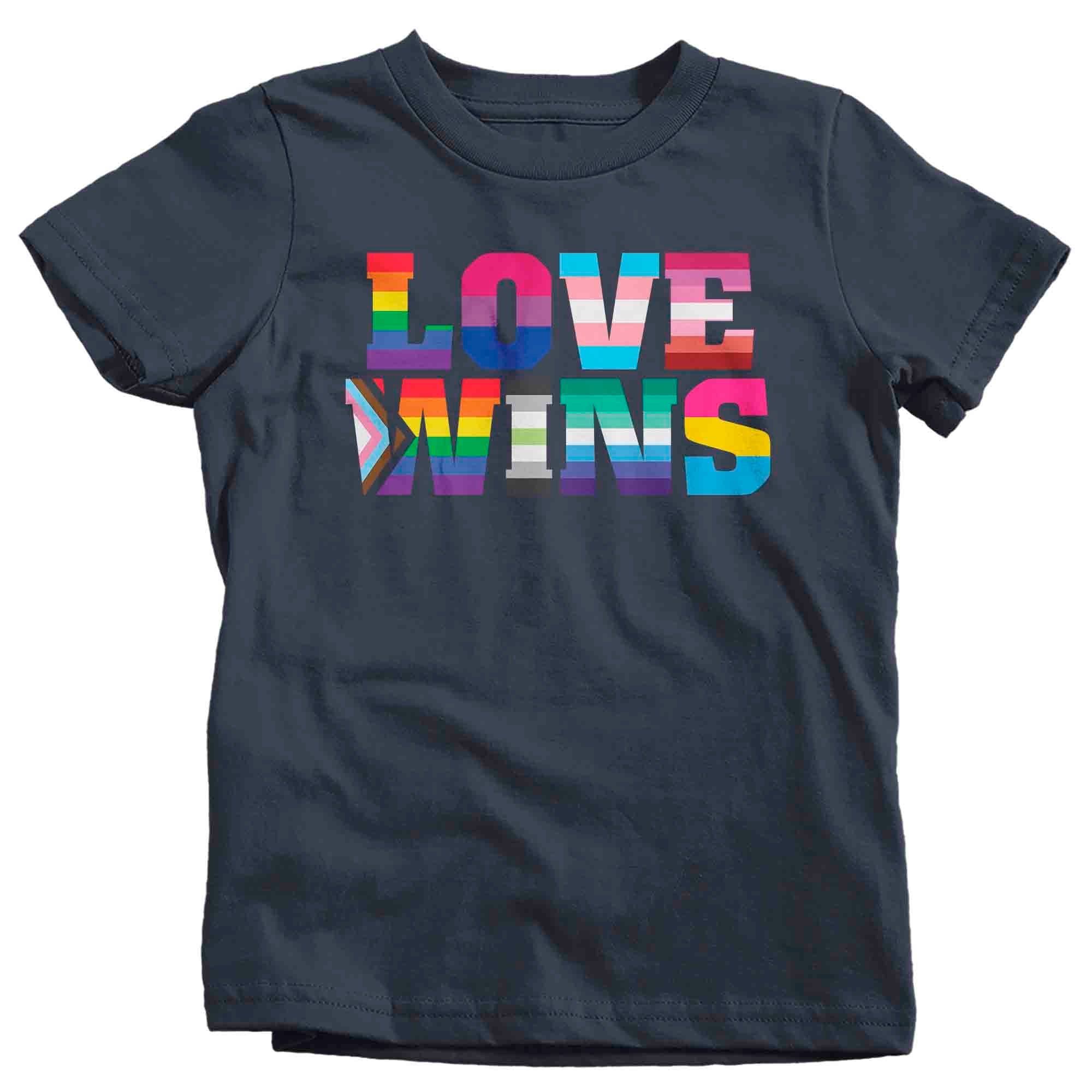 Kids Love Wins Shirt LGBTQ Support Ally Shirt Flag Rainbow Shirts Equality LGBT TShirts Gay Trans Su