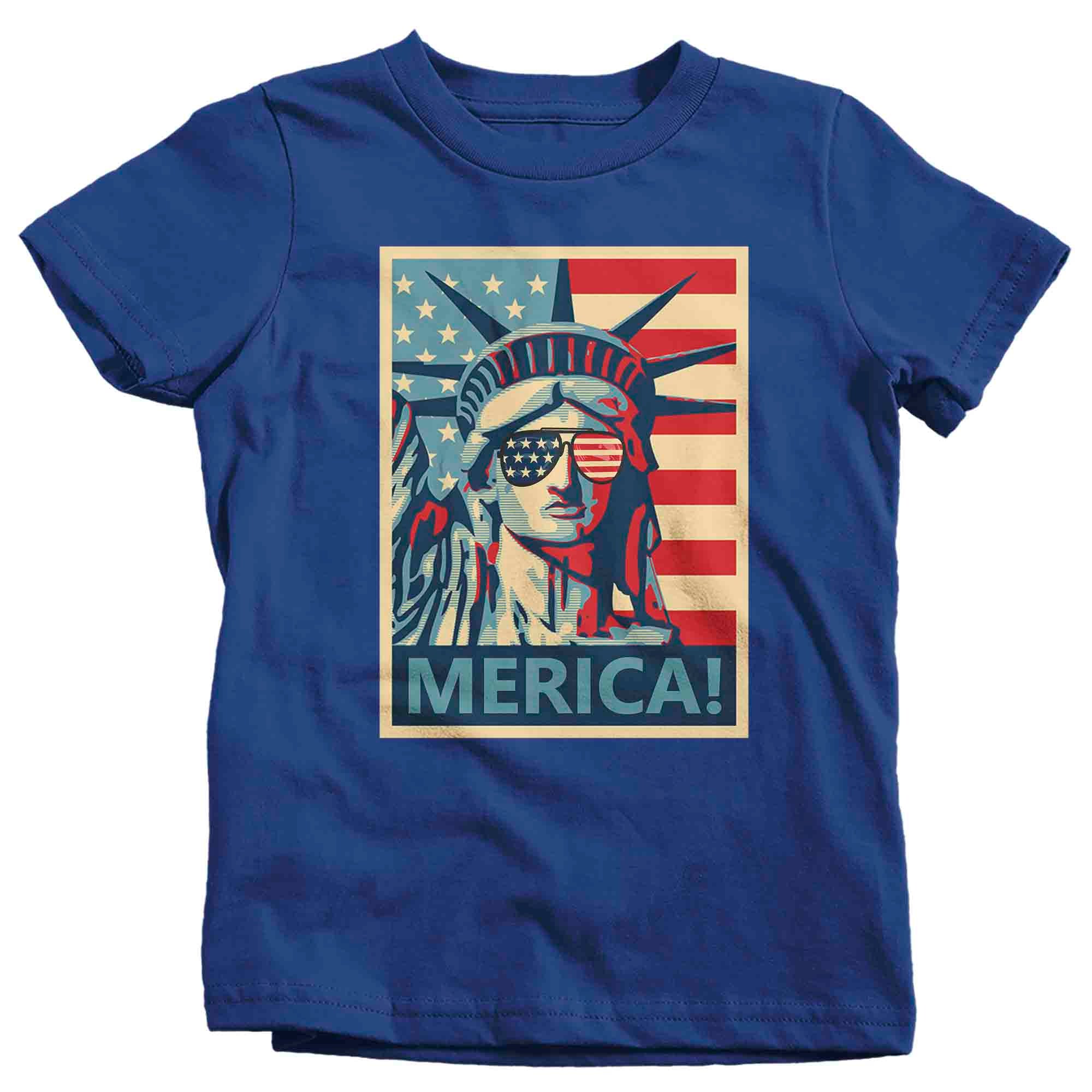 Kids Merica T Shirt Patriotic Shirts Statue Of Liberty Memorial Day TShirt America Vintage Poster Un