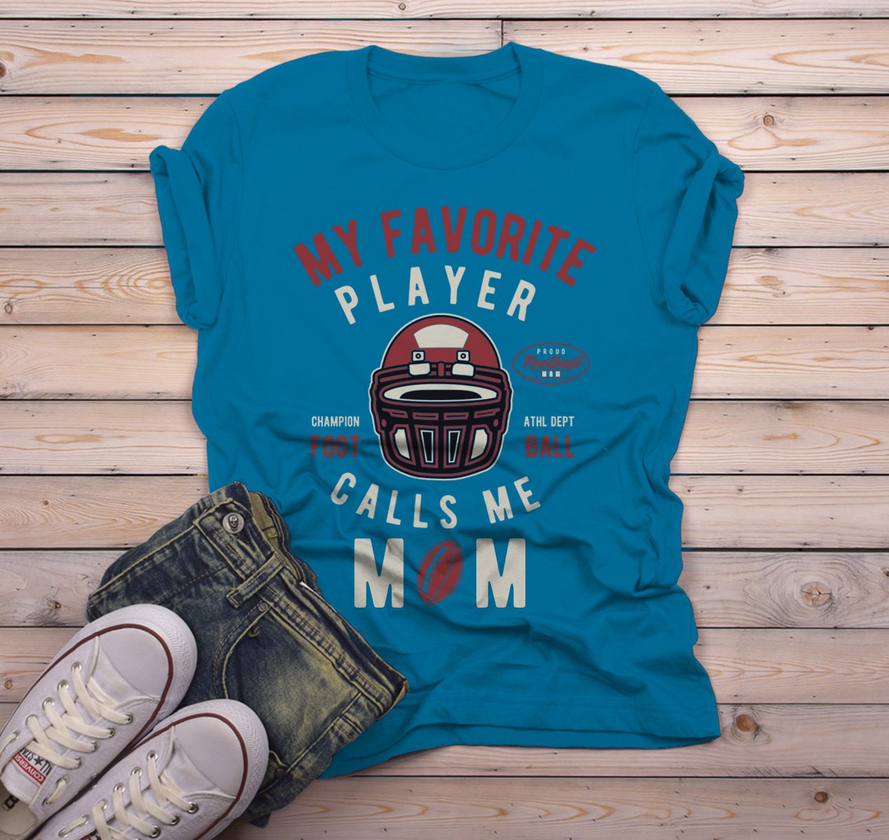 Men's Football Mom T Shirt My Favorite Player Calls Me Graphic Tee Football Shirts Mom Gift Idea