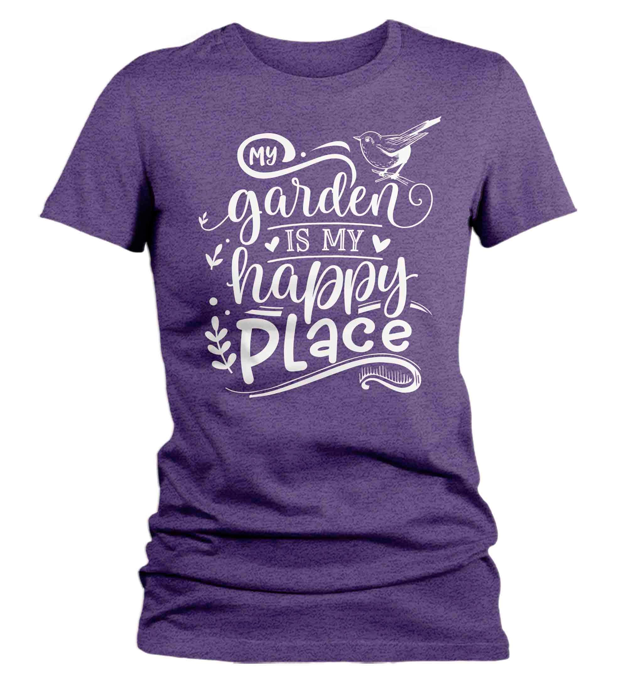 Women's Funny Gardener Shirt Garden Is My Happy Place T Shirt Funny Gardening Gift Idea Farmer T