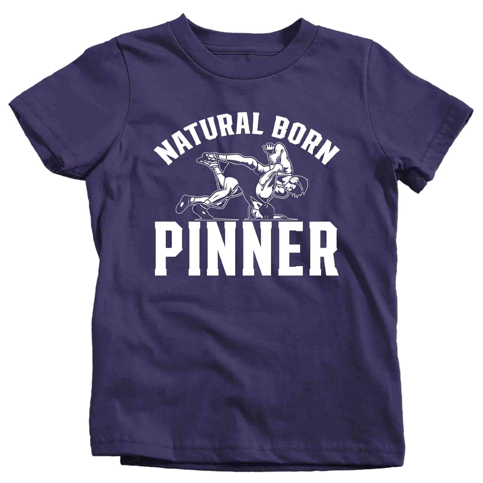 Kids Wrestling Shirt Natural Born Pinner T-Shirt Wrestler Wrestle Team Saying Athlete Gift Novelty F