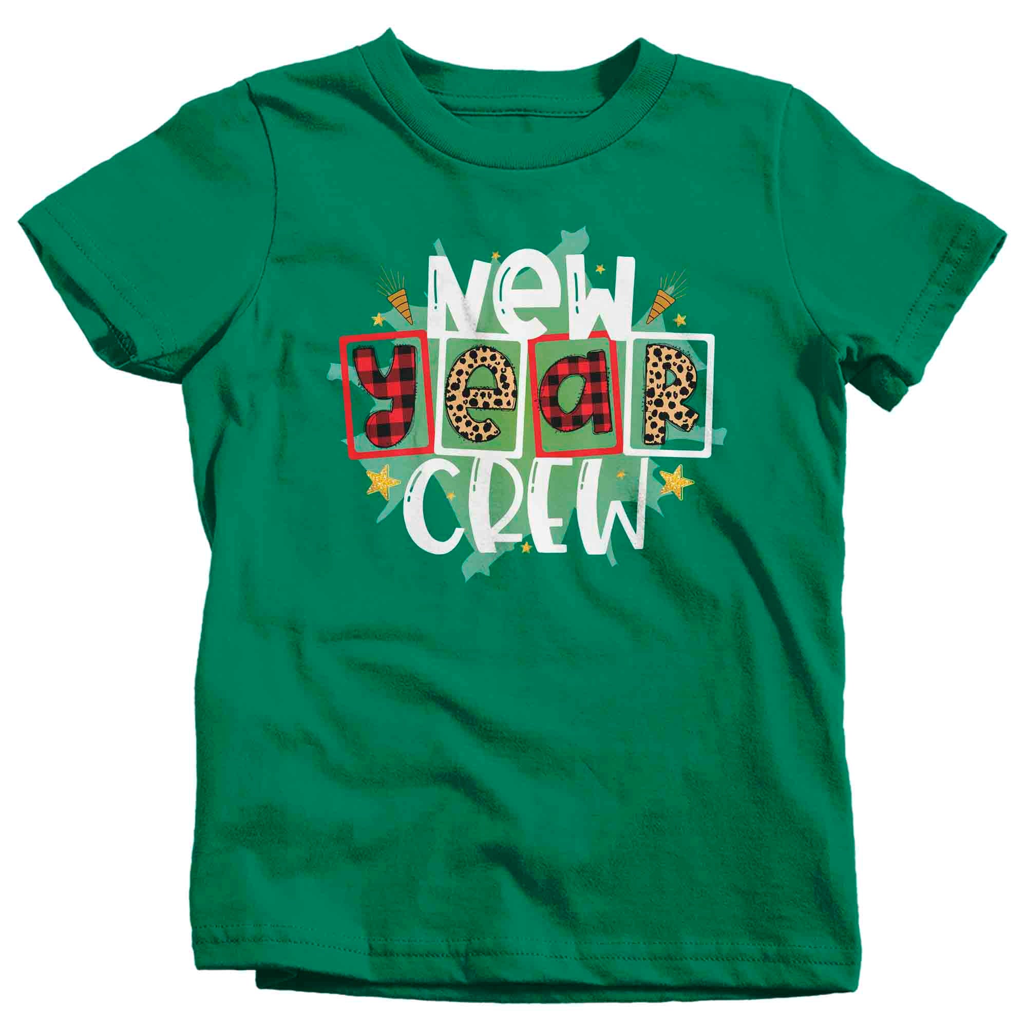 Kids New Year's Tee Happy New Year Crew Shirt T Shirt Leopar