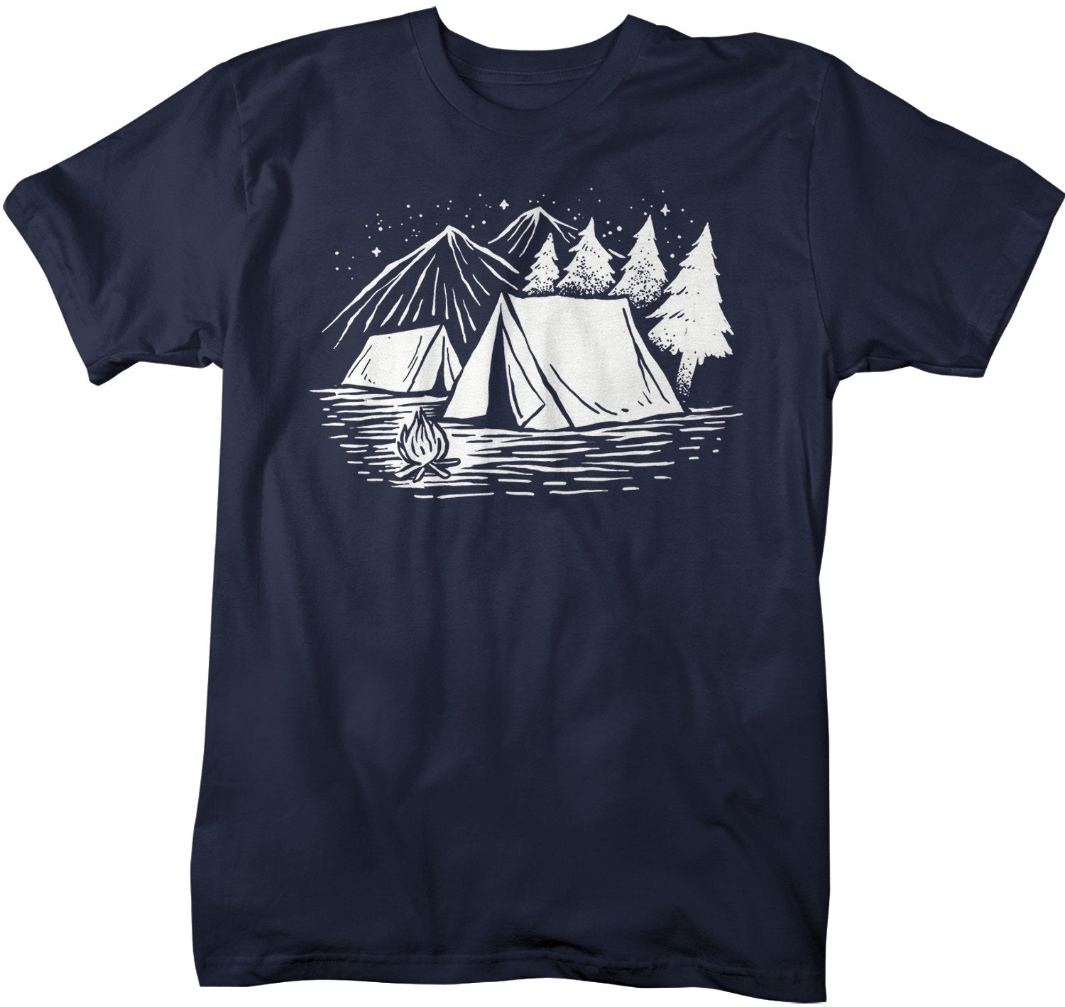 Men's Tent T-Shirt Camping Shirts Graphic Tee Illustration Mountains Camp In Tent Vintage Shirt