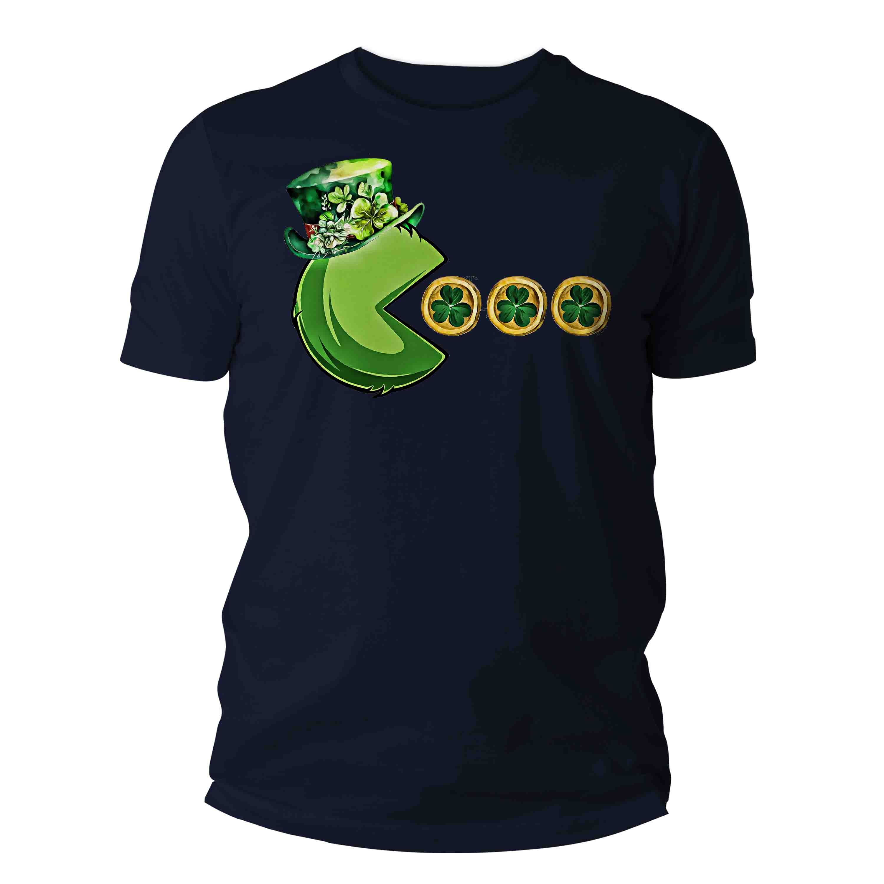 Men's Funny St. Patrick's Day Shirt Shamrock Clover Gold Coin T Shirt Leprechaun Tshirt Grap