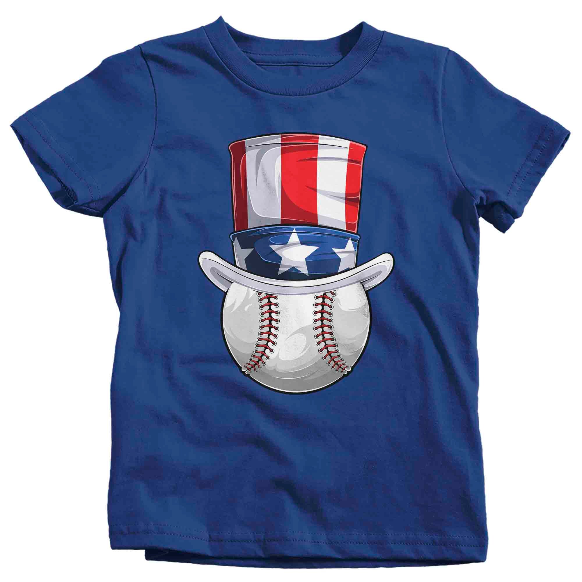 Kids Funny 4th July T Shirt Patriotic Baseball Shirt Uncle Sam Hat USA Memorial Baseball Coach Gym T