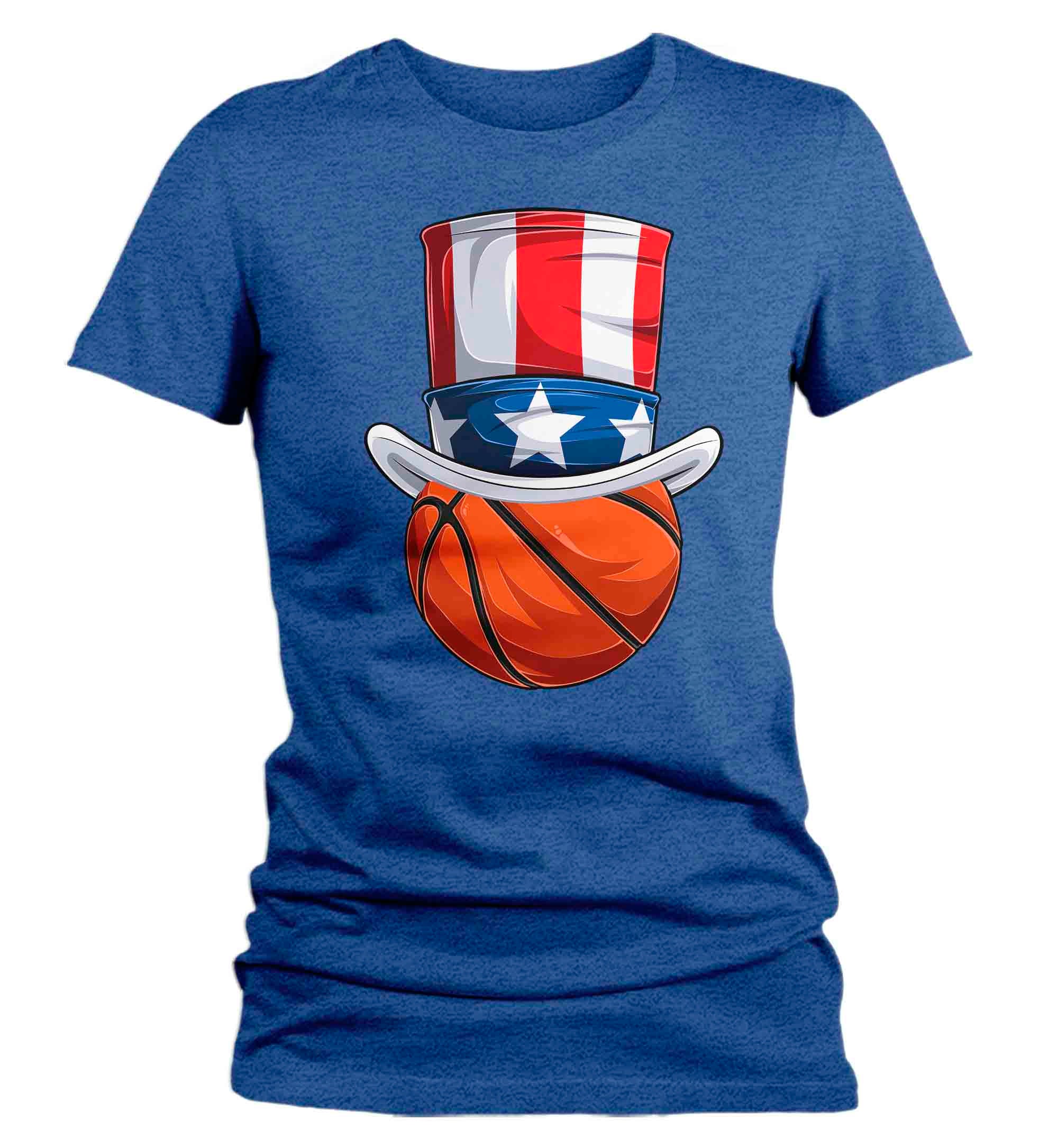Women's Funny 4th July T Shirt Patriotic Basketball Shirt Pa