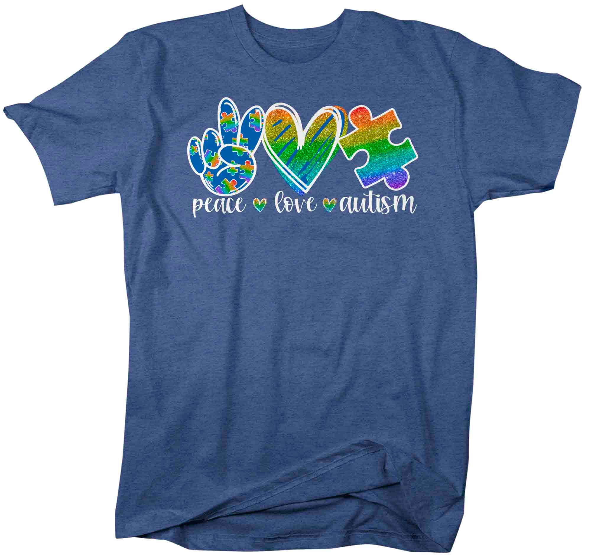 Men's Peace Love Autism Shirt Cute Autism T Shirt Awareness Tee Puzzle Piece Shirt Support Autis