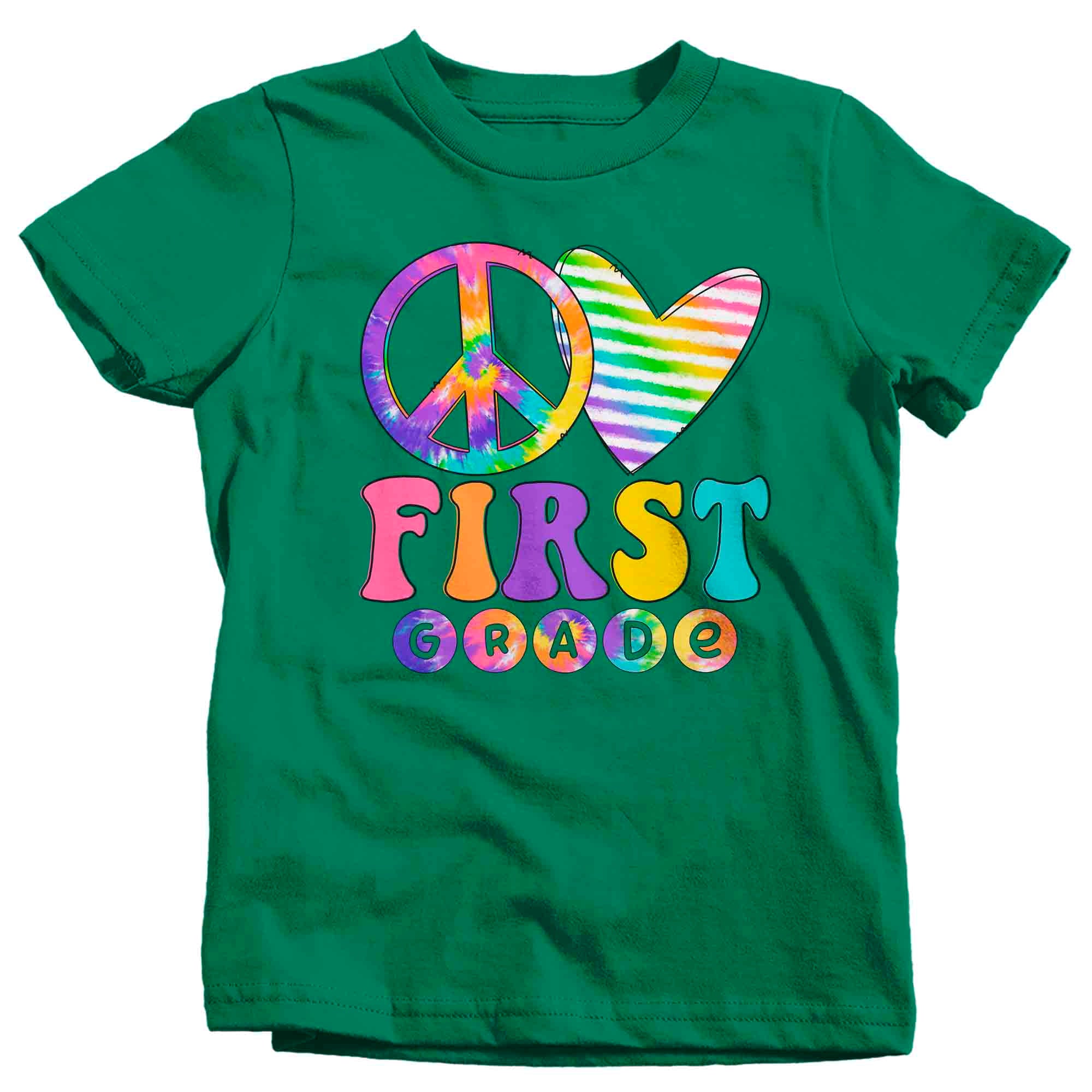 Kids 1st Grade Shirt Peace Love T Shirt Tie Dye First Grade 1 Vi