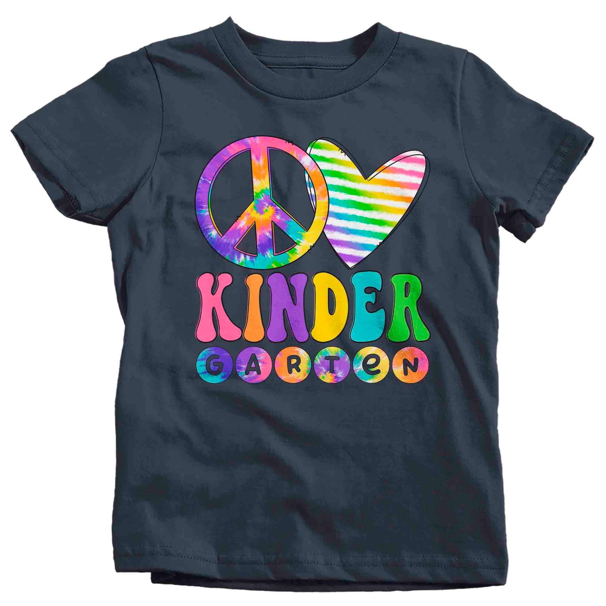 Kids Kindergarten Shirt Peace Love T Shirt Tie Dye Kinder Grade K Kindergarten Hippie Retro Boho Cut